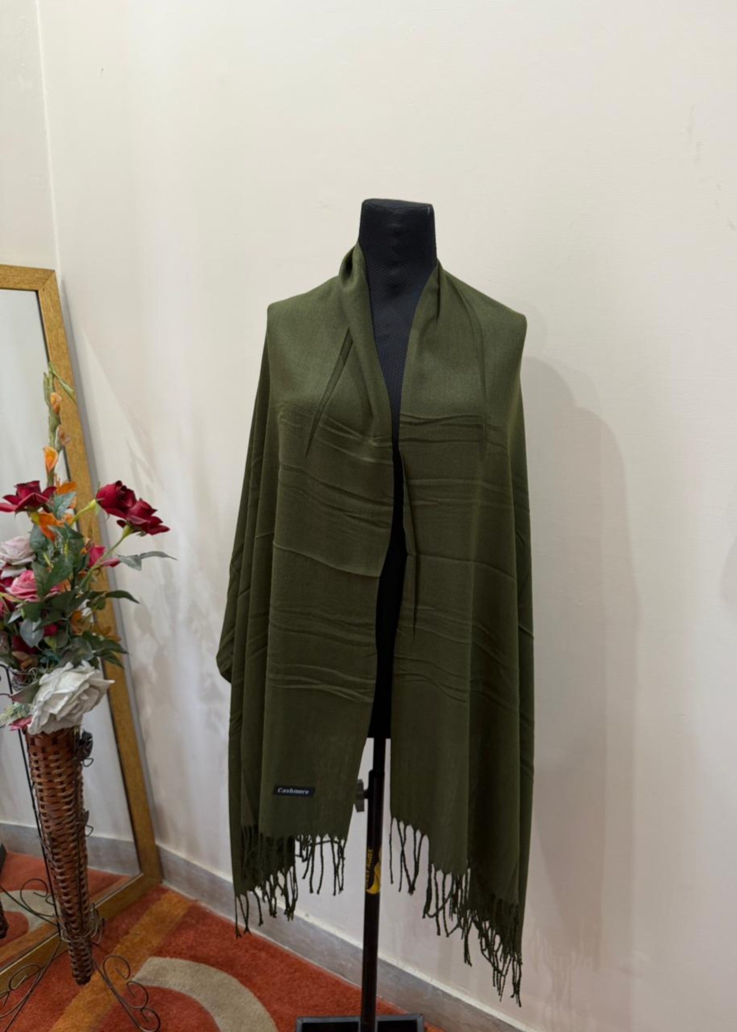 cashmere wool Hijab in Army green