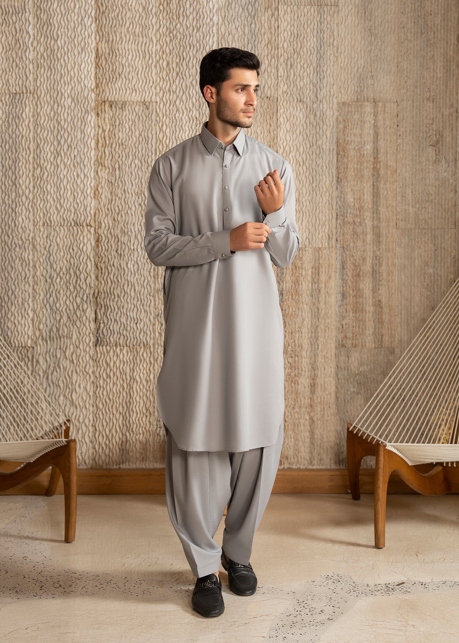 wash & wear Shalwar Kameez in Ash grey