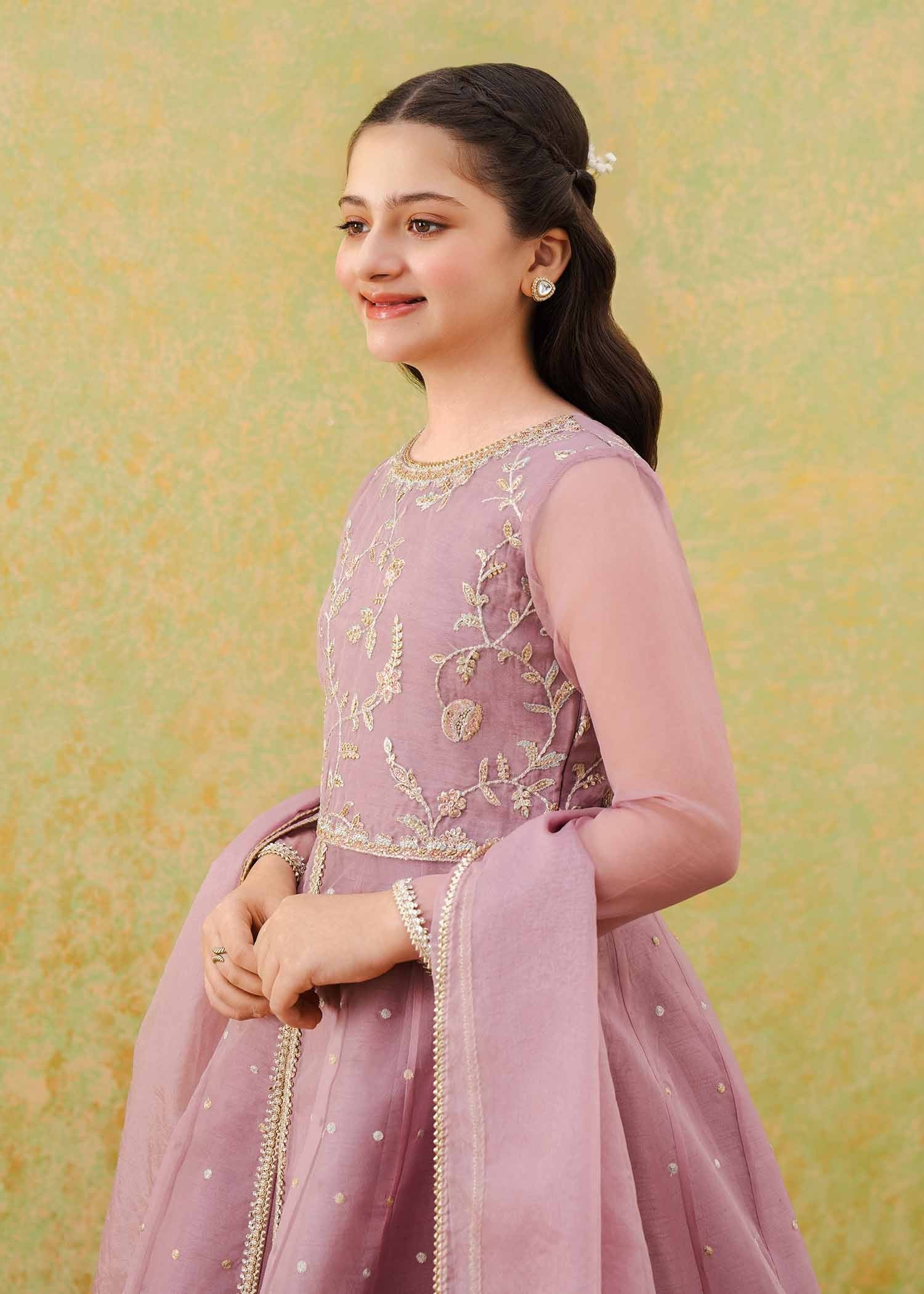 organza Lehenga in Lilac