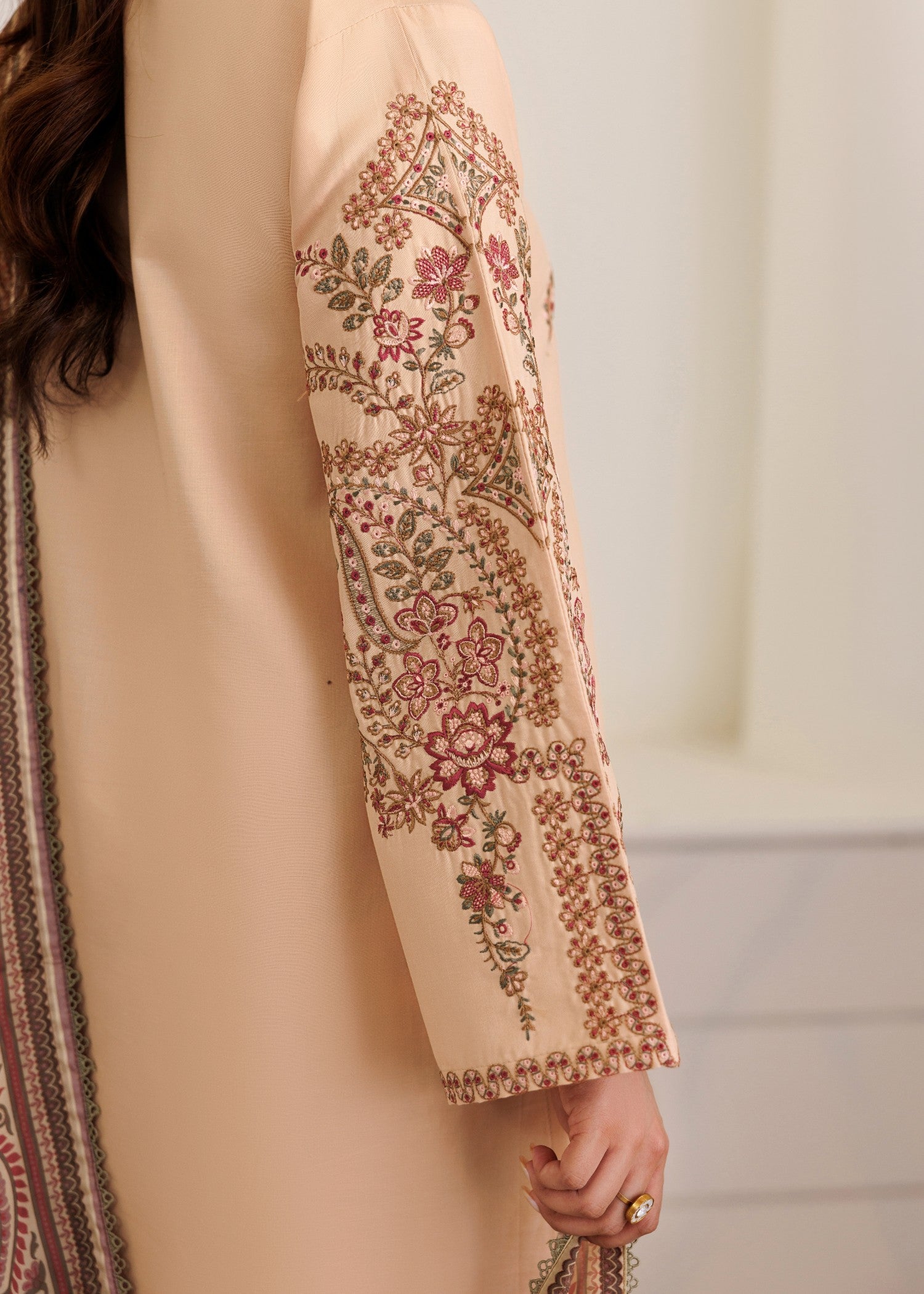 lawn Kurta Set in Peach orange