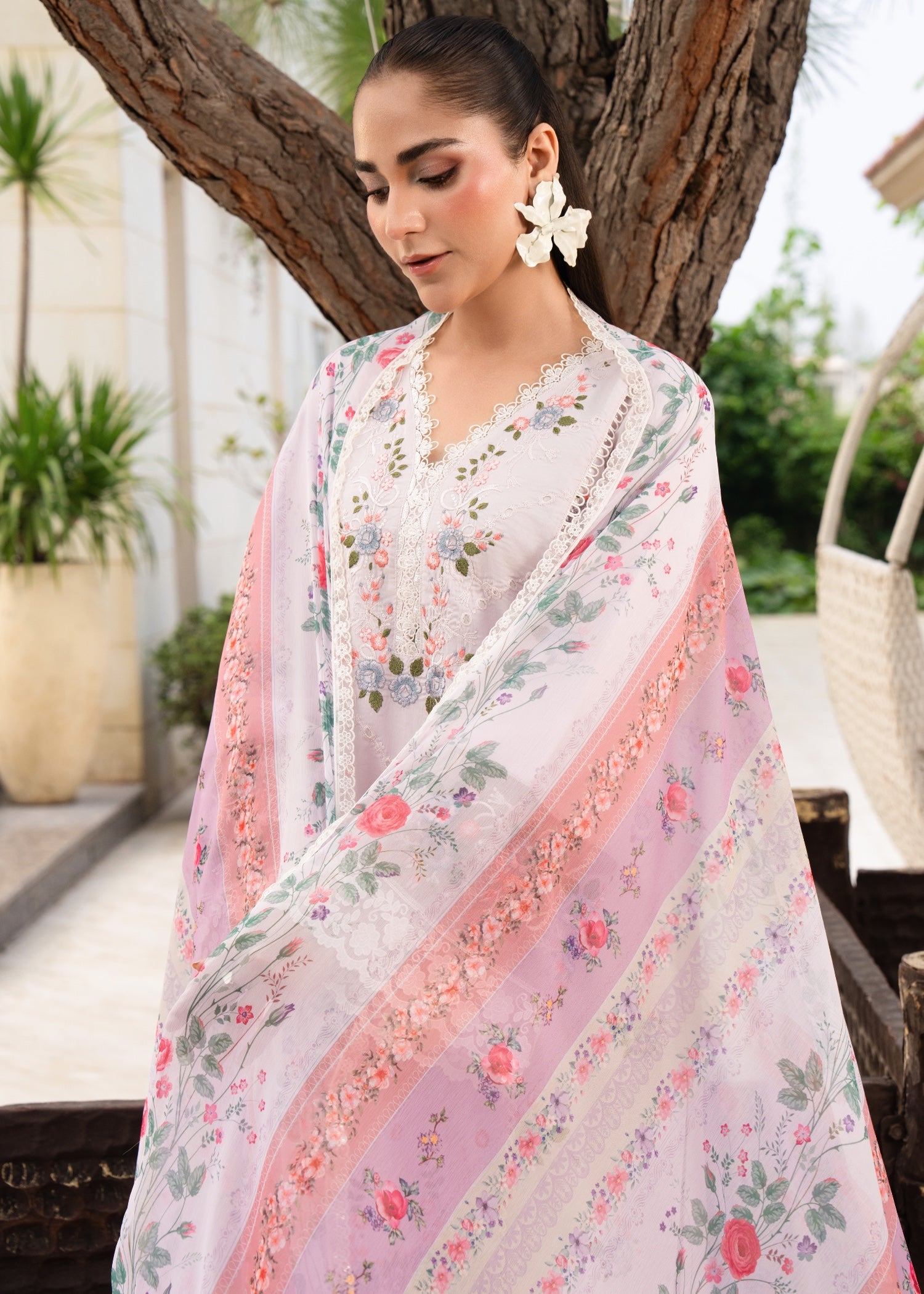 lawn Kurta Set in Pastel pink