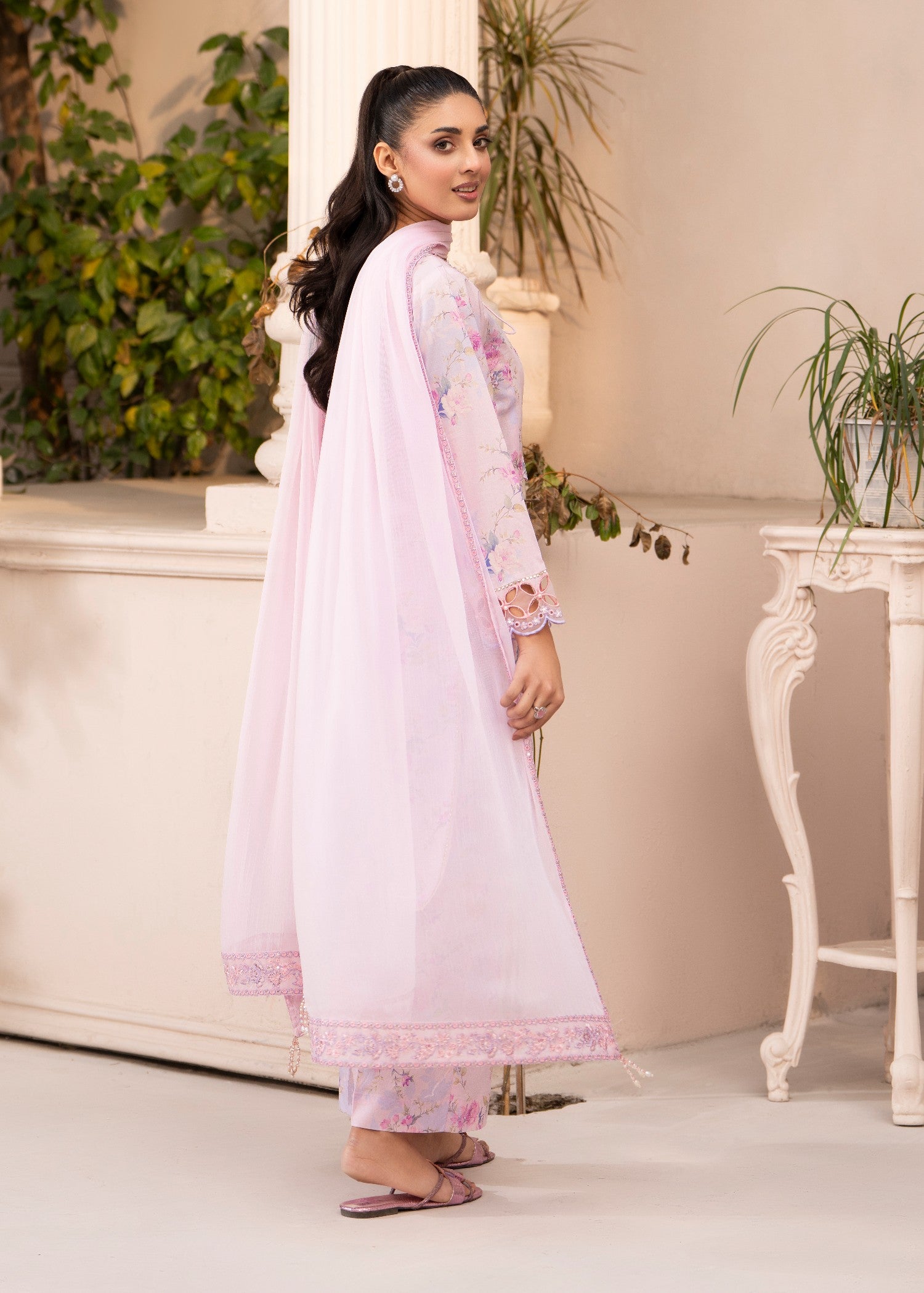 cambric Kurta Set in Lavender