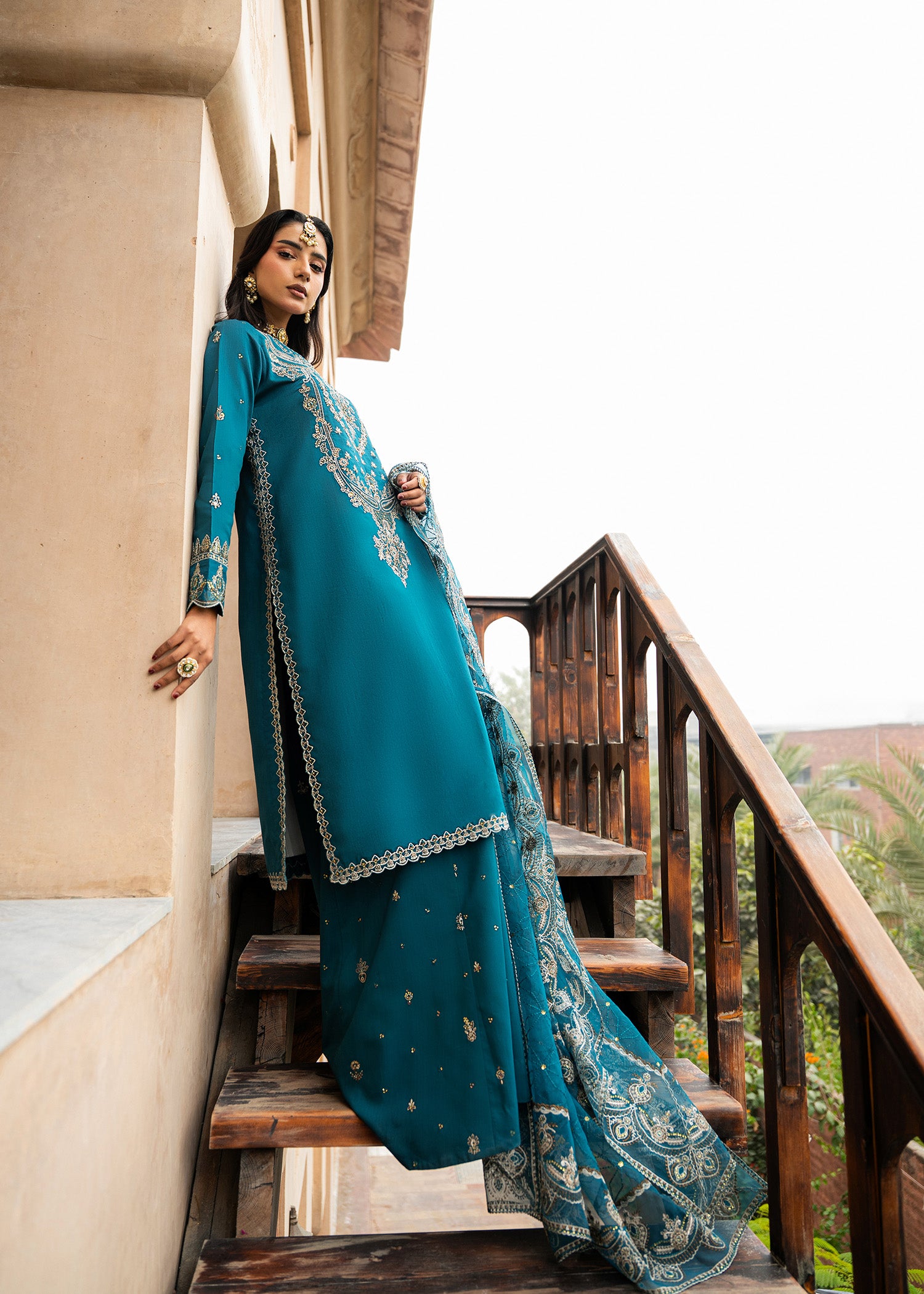 viscose Sharara in Teal