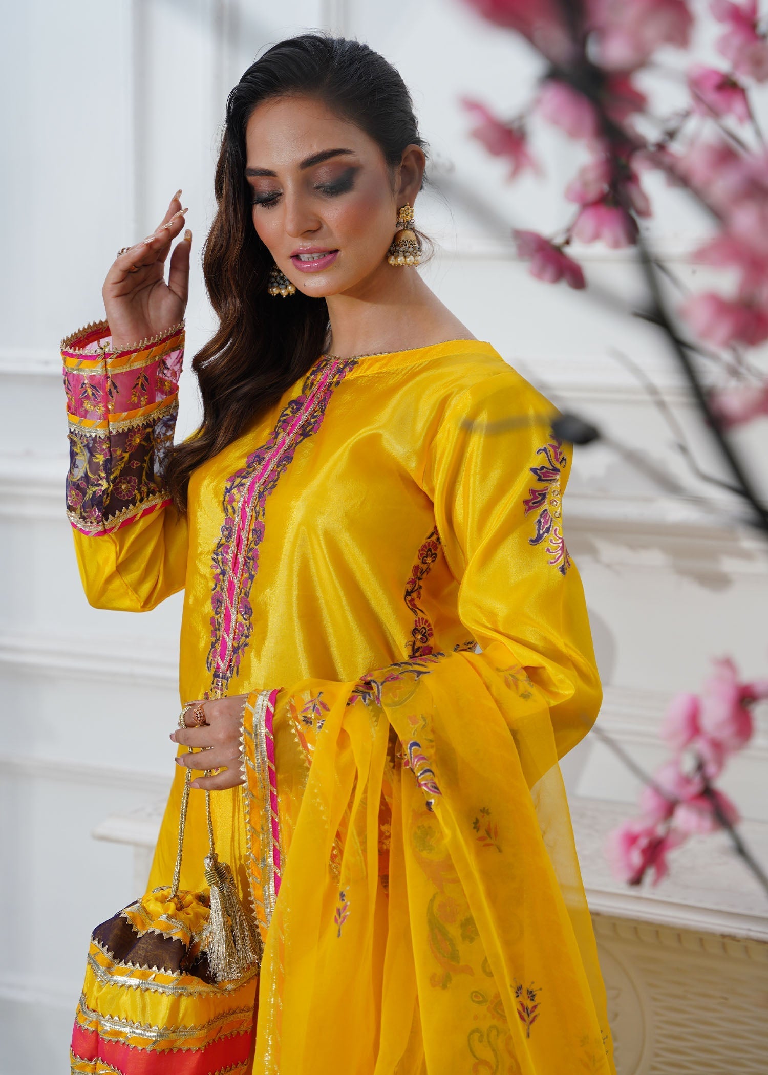kattan silk Kurta Set in Yellow