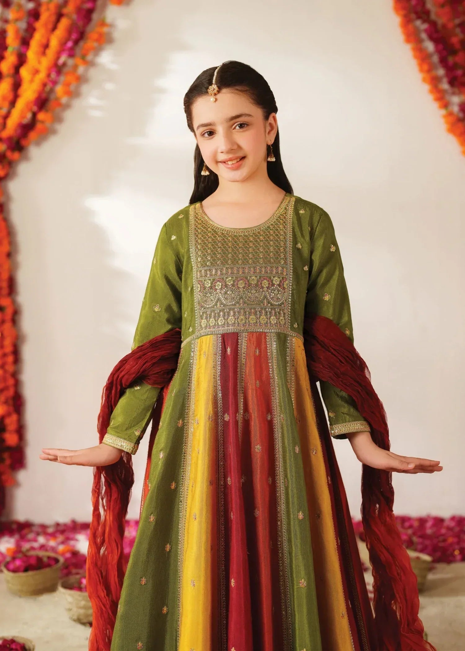 silk Lehenga in Pistachio green