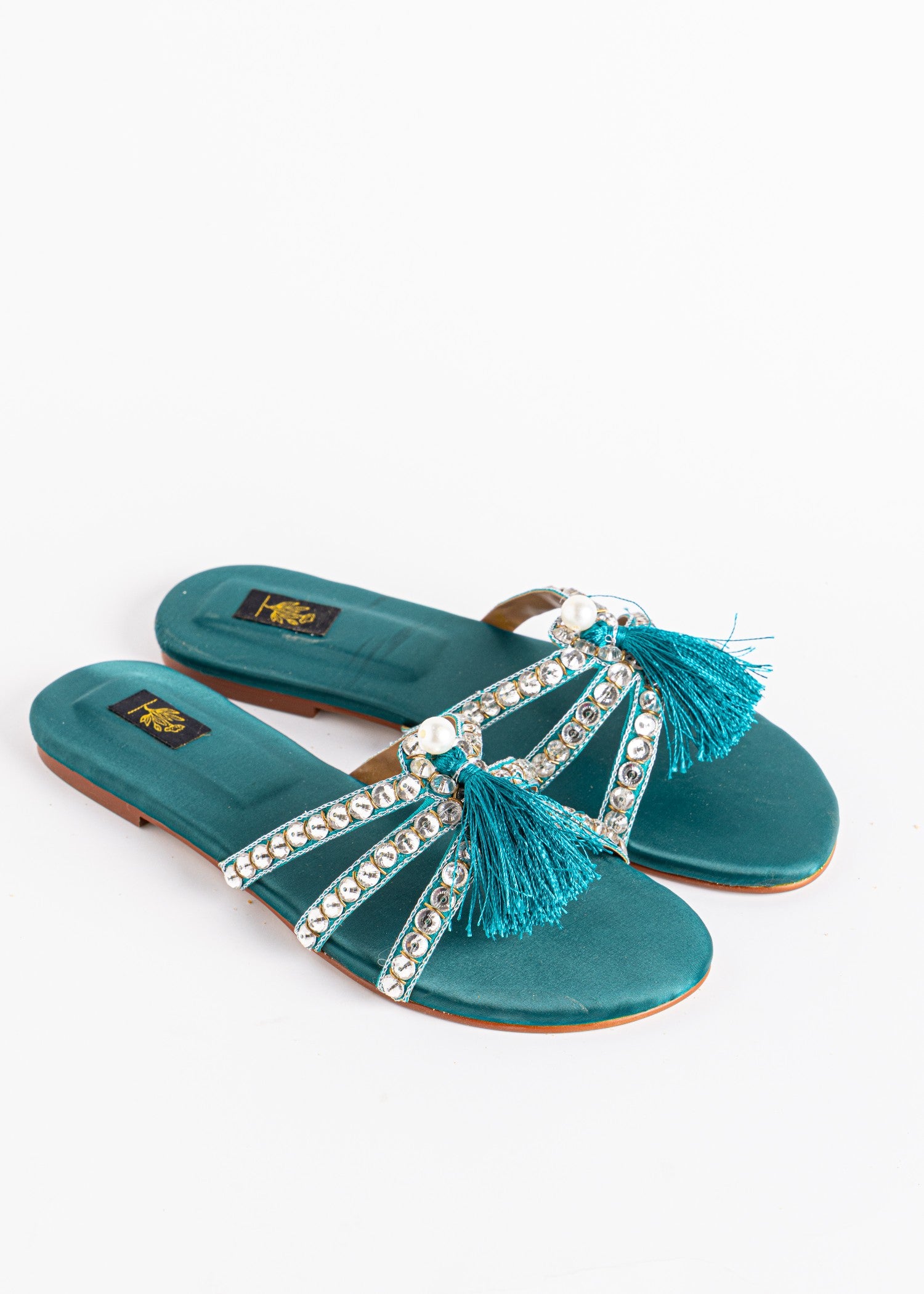 Flats in Emerald green by - High Quality Women Flats REK5431