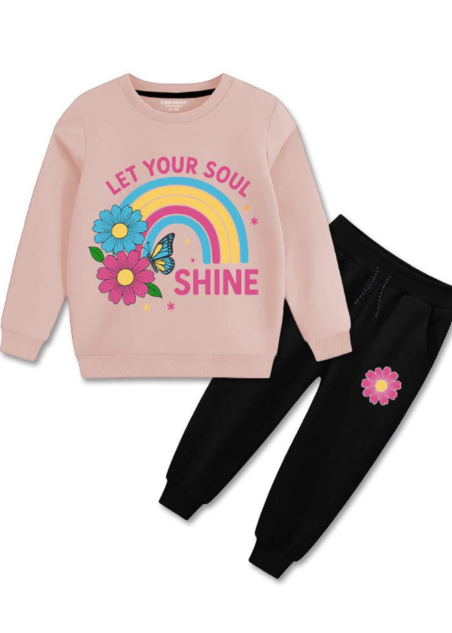 fleece Sweatshirt in Peach pink, black