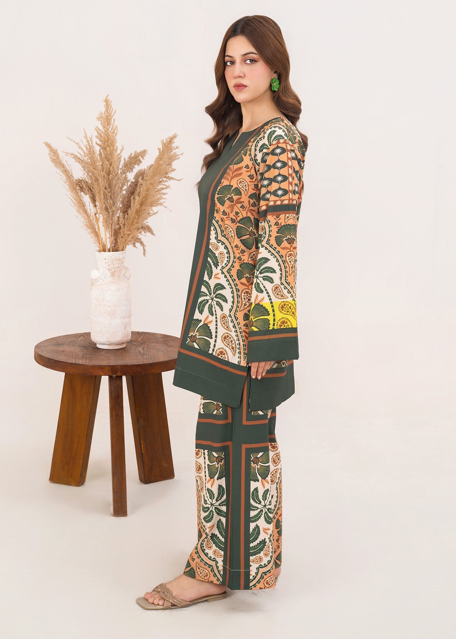 poly lawn Co Ord Sets in Dark green