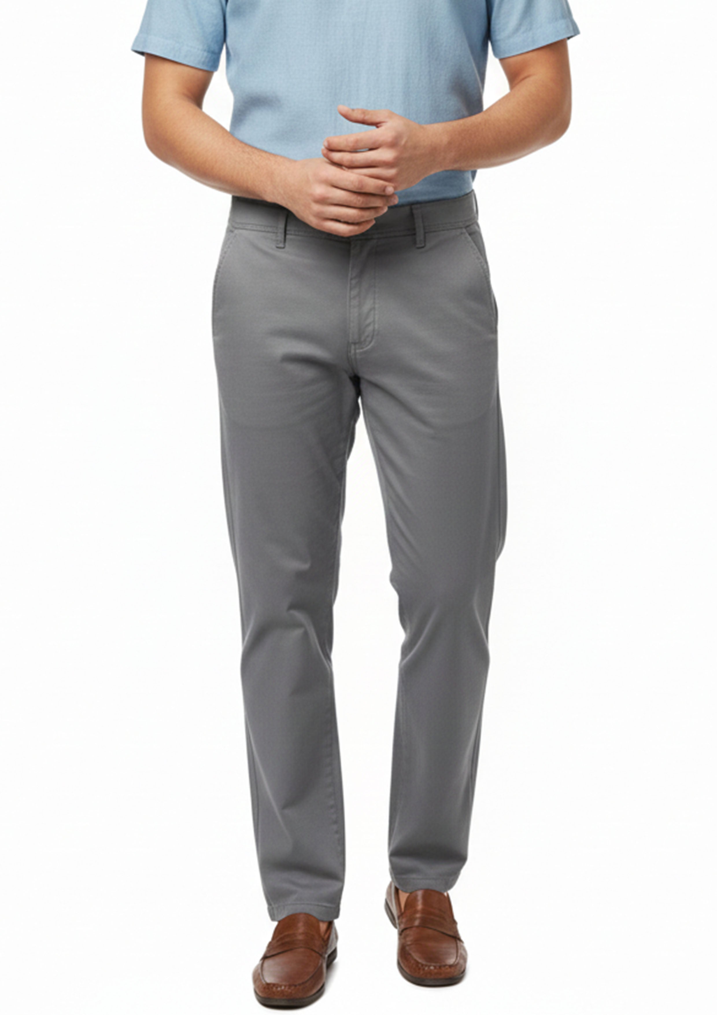 twill cotton Pants in Grey