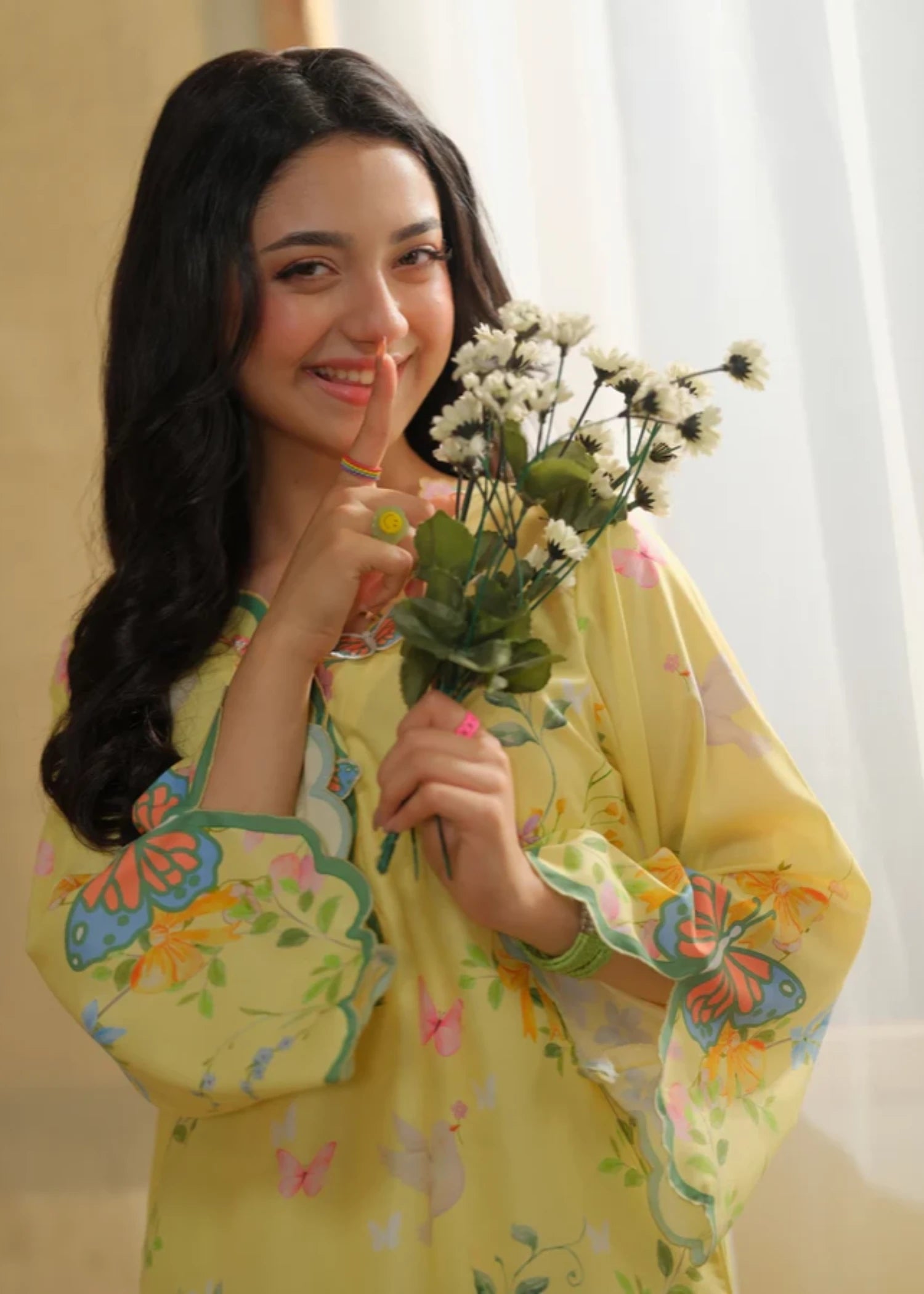 cambric Kurta Set in Yellow
