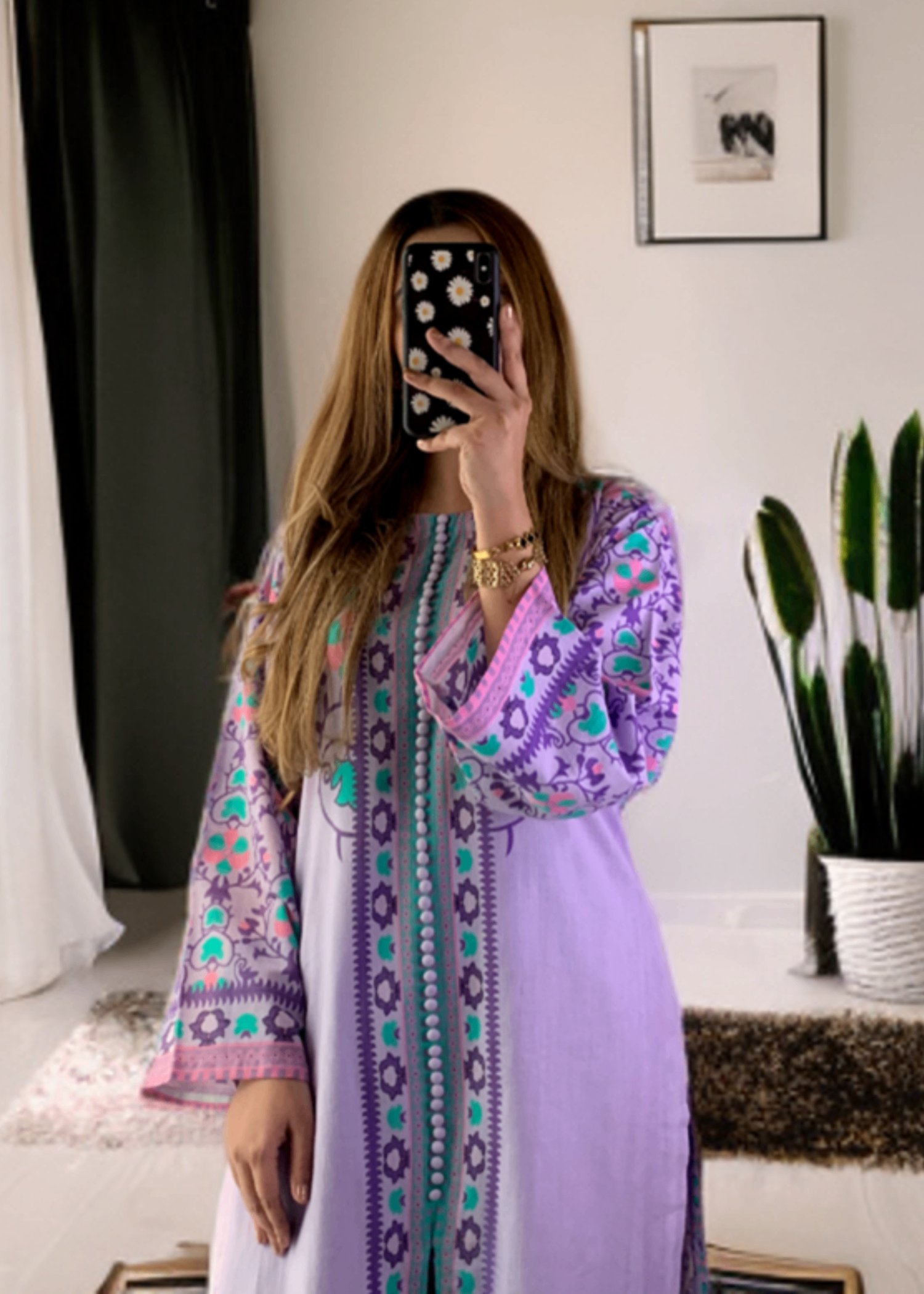 khaddar Kurta Set in Lilac
