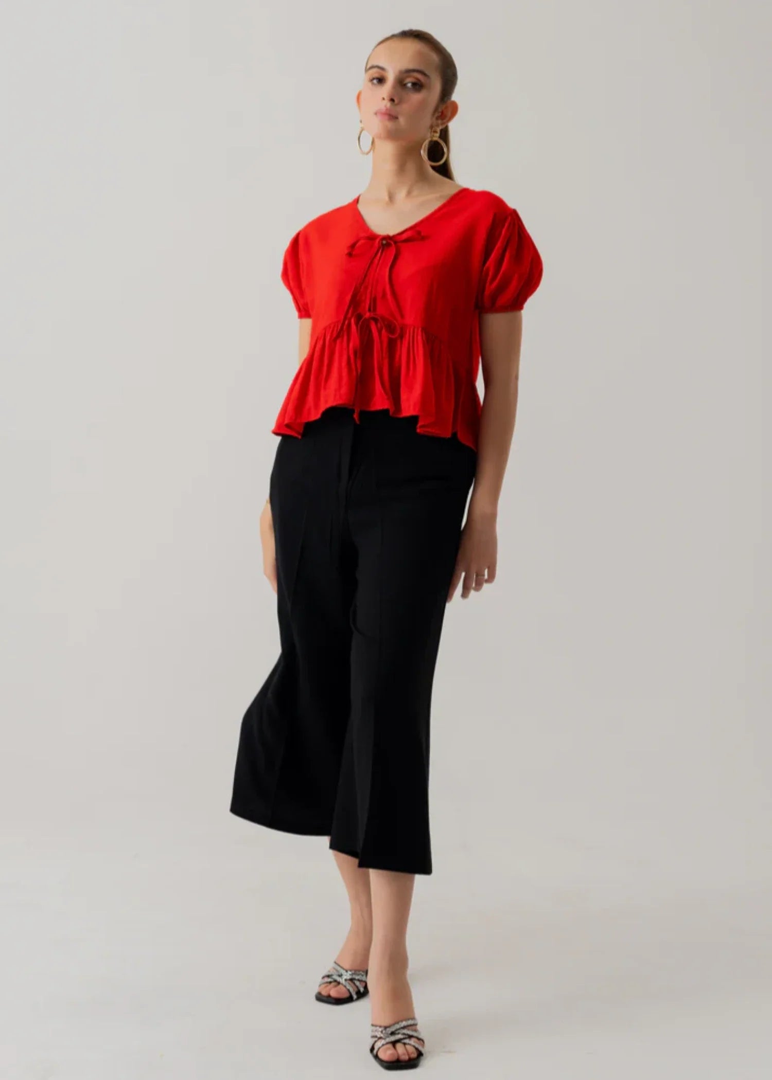 poly silk Top in Red