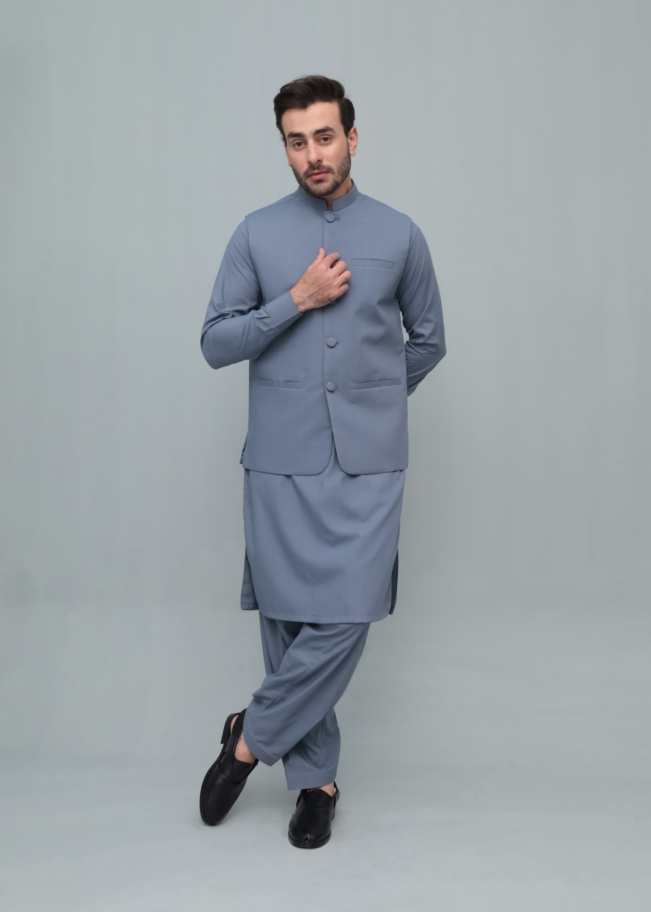 wash & wear Waistcoat in Carolina blue