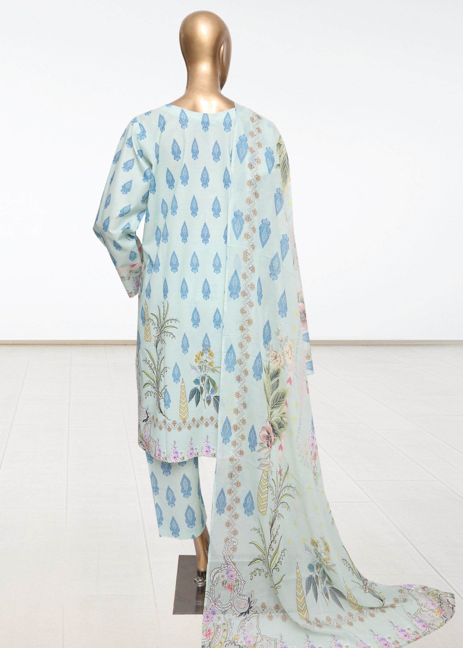 lawn Kurta Set in Sage green, sky, light cyan