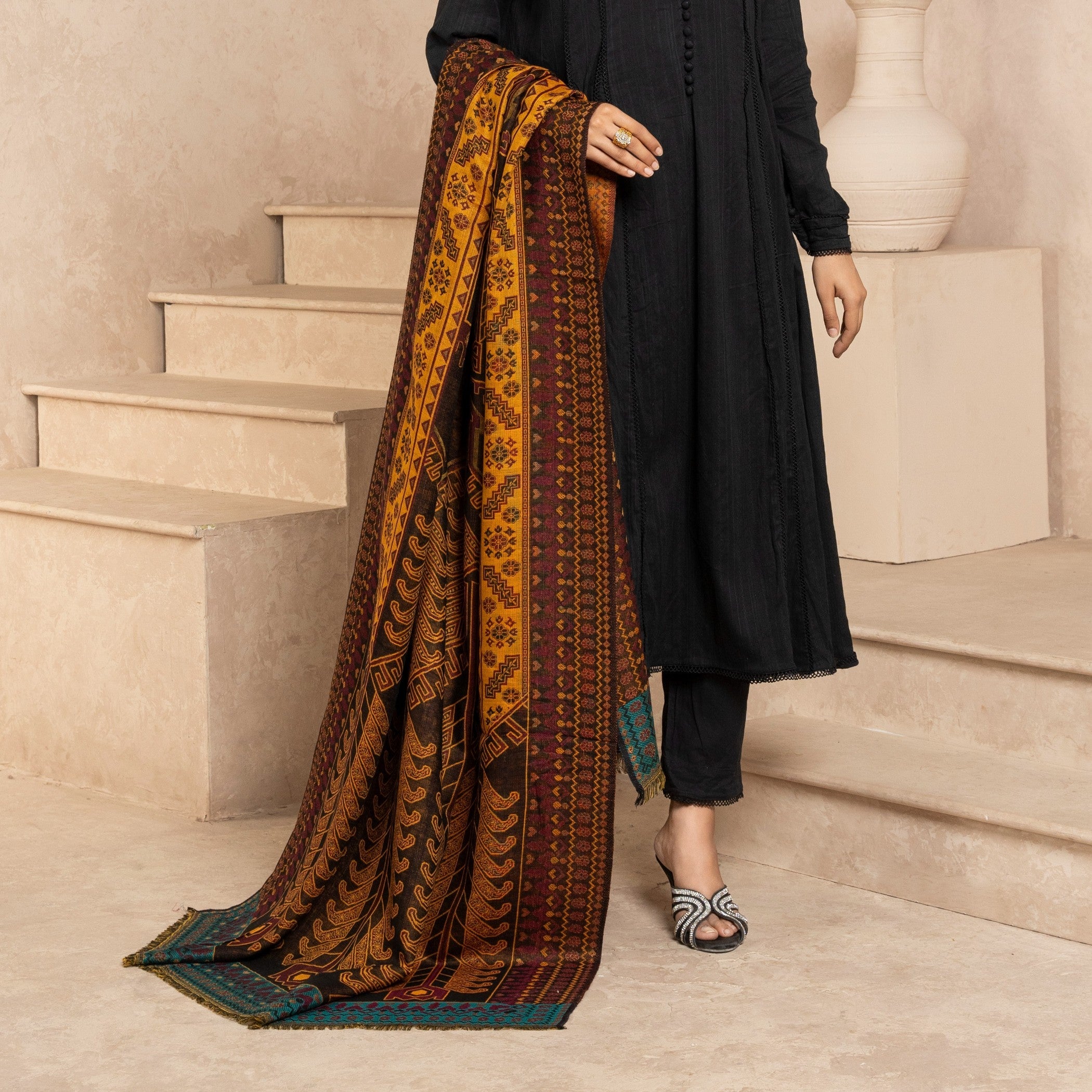 Shawl in Mustard Color by - Trendy Women Shawl FSK9306