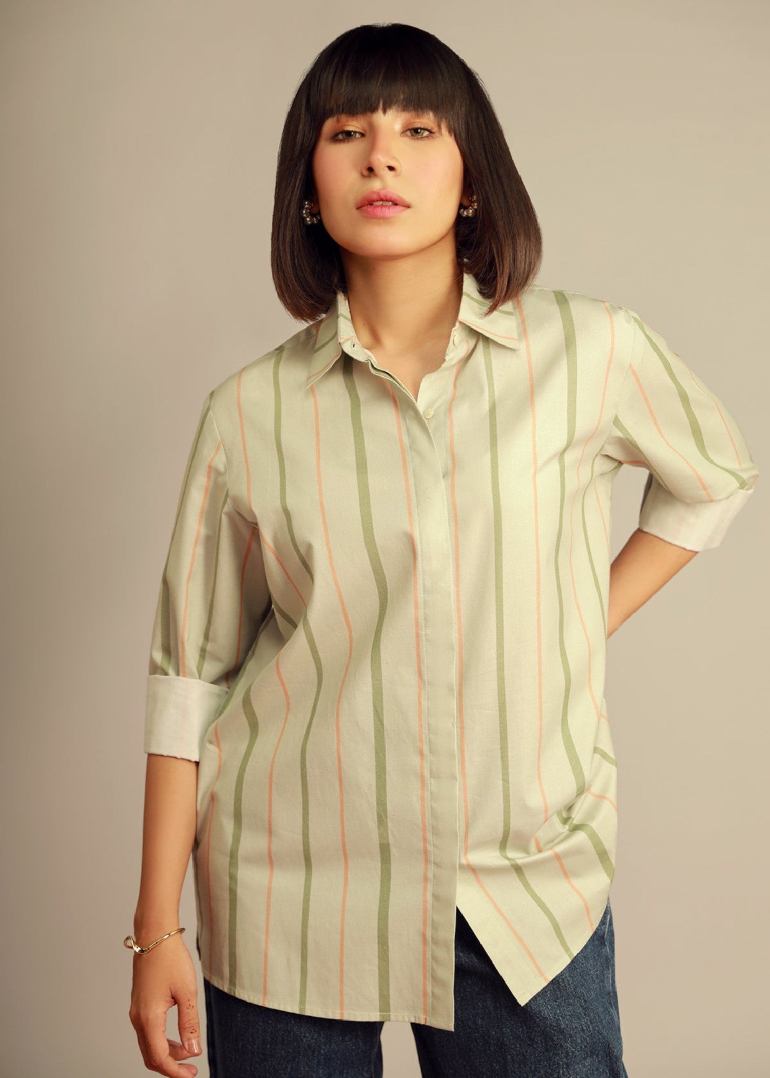 poplin Top in Mint green