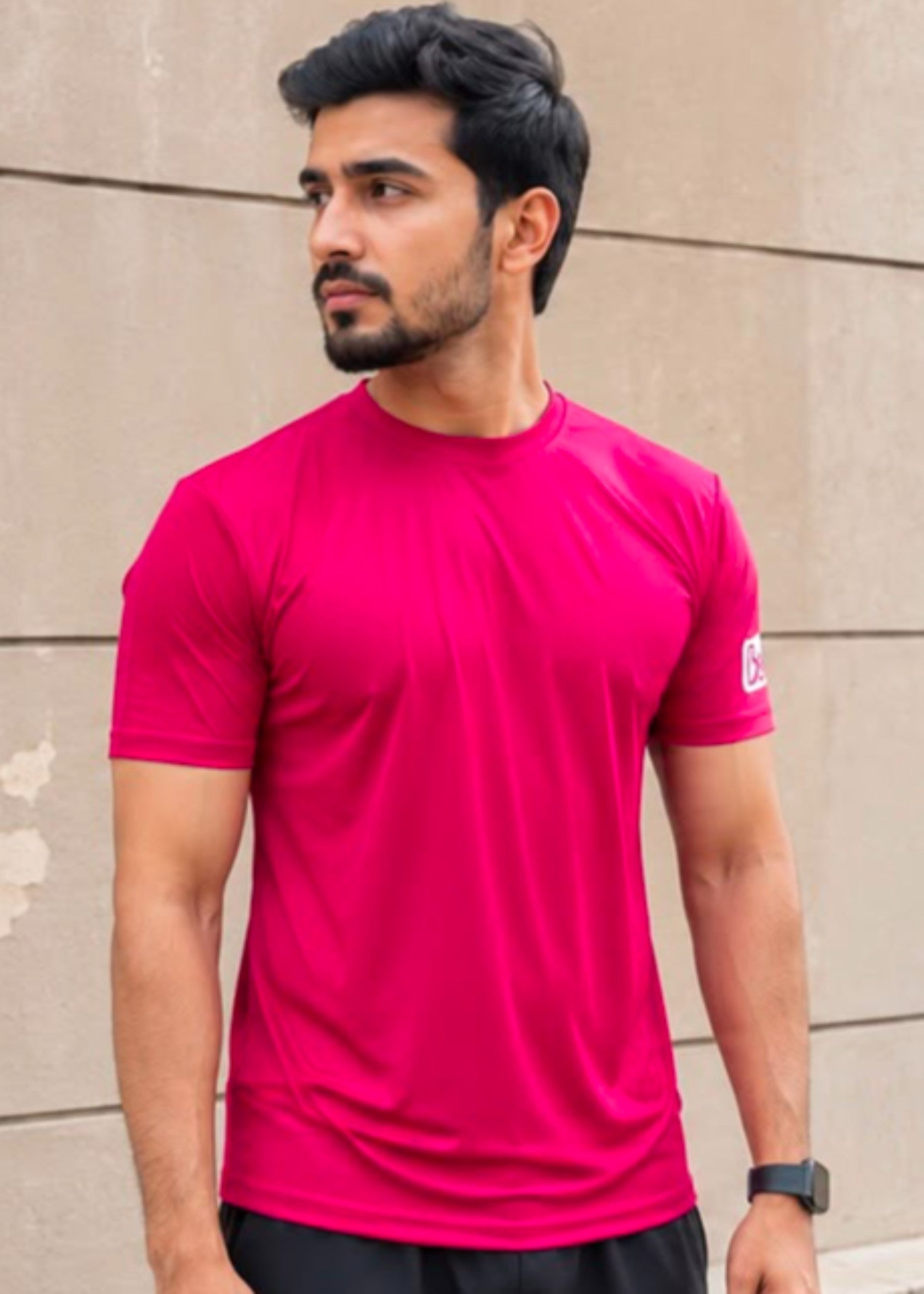 polyester-spandex T Shirt in Coral red