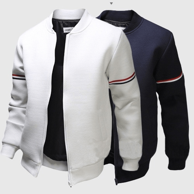Men'S Casual Jacket Webbing Decorated Stand-Collar Sweater