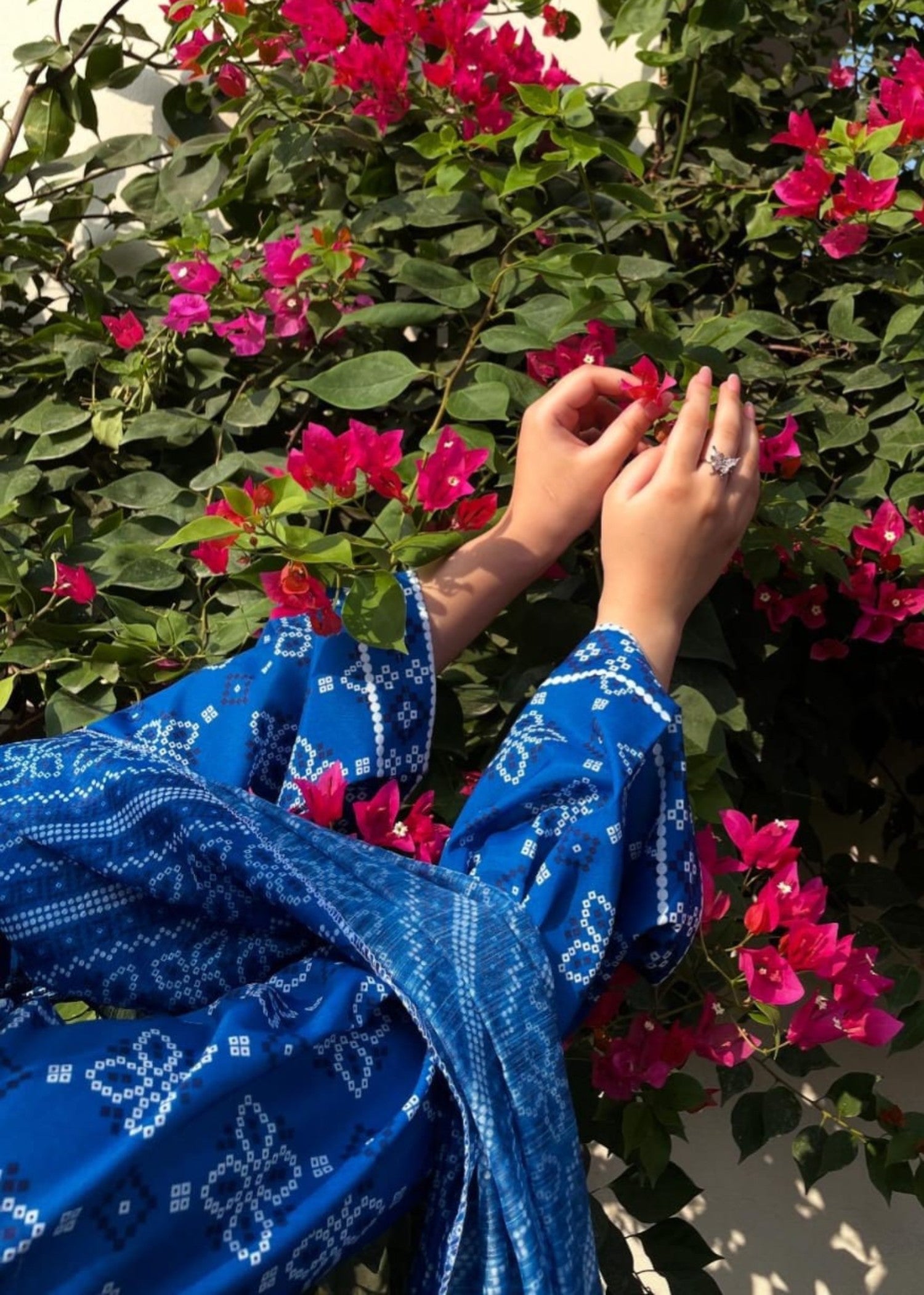 poly lawn Short Frock in Blue