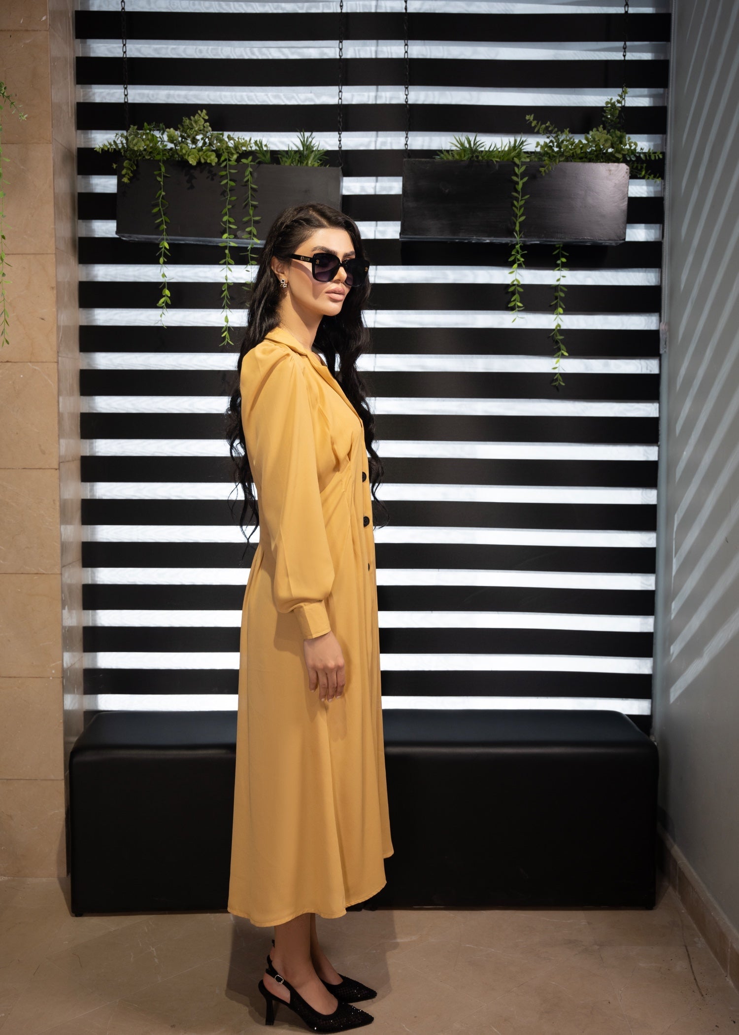 crepe georgette Dress in Butter