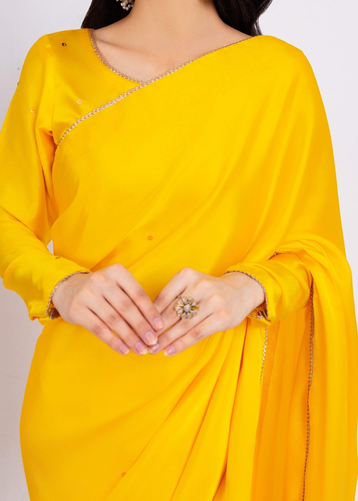 silk Saree in Yellow
