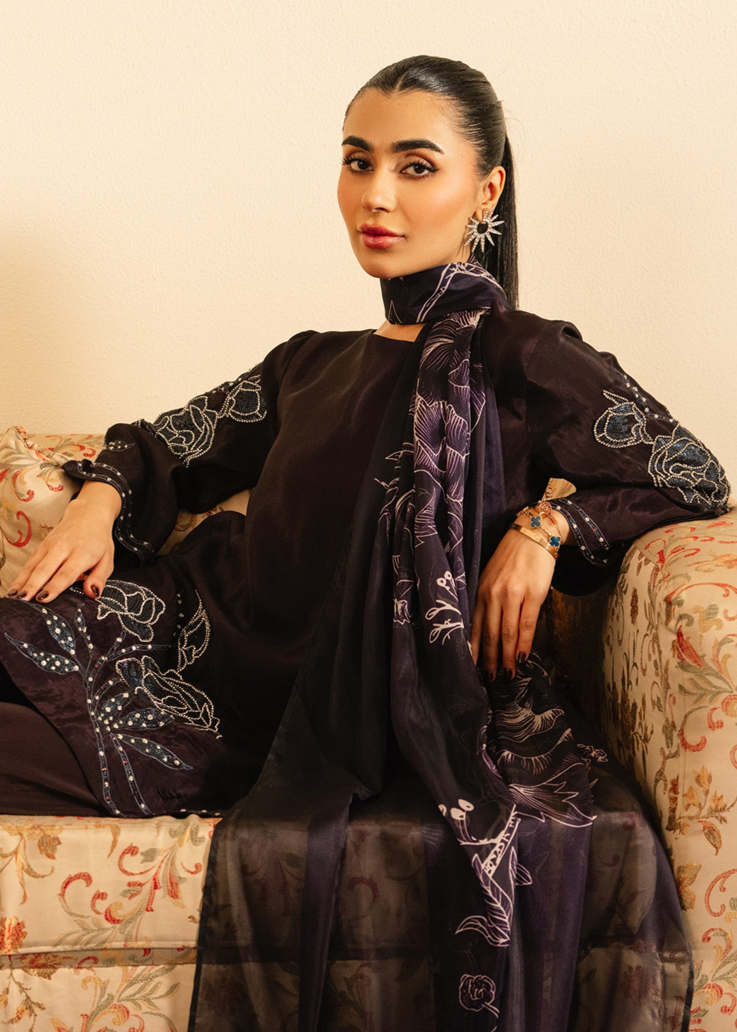 silk Kurti in Dark brown