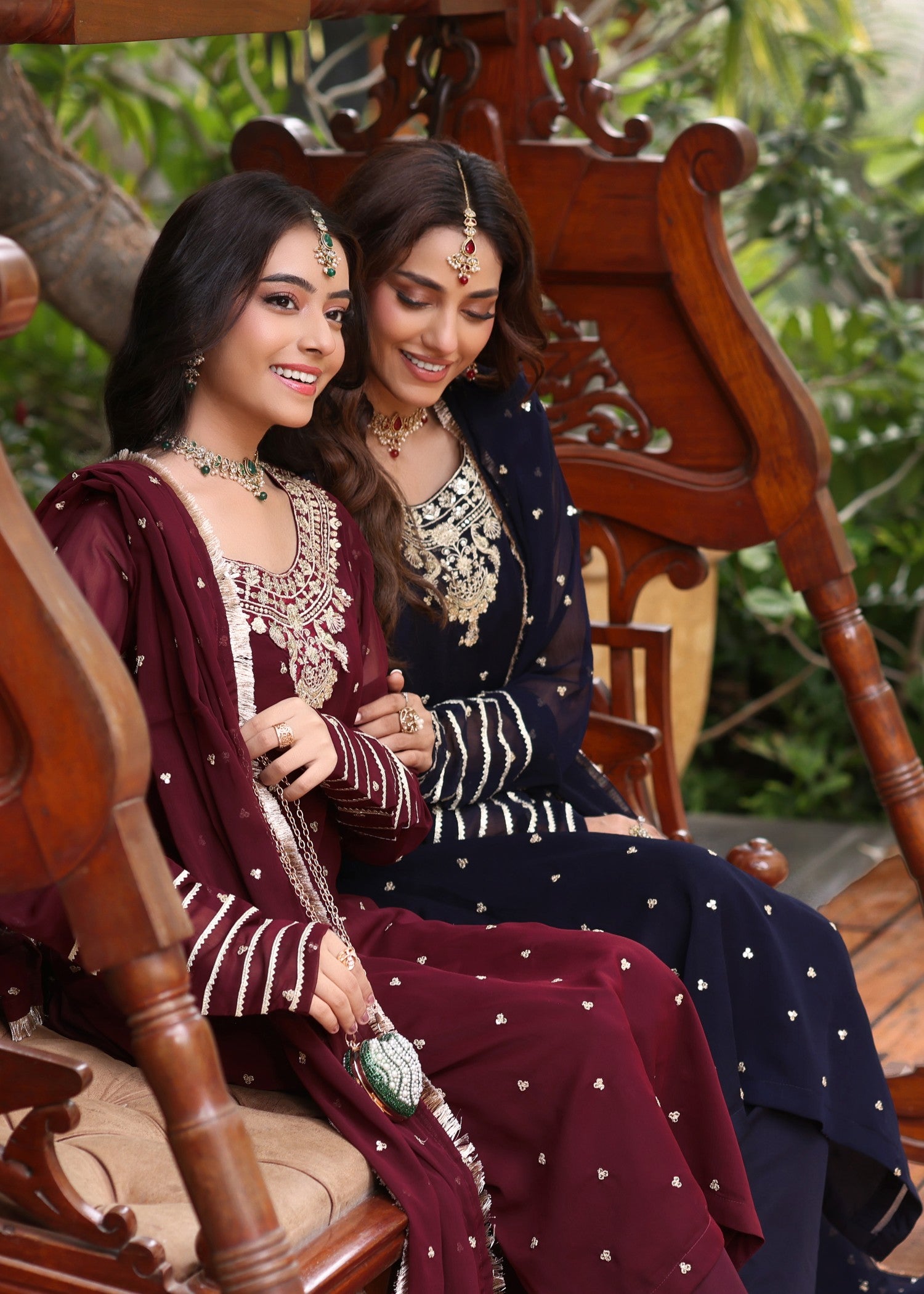 pk chiffon Pishwas in Maroon