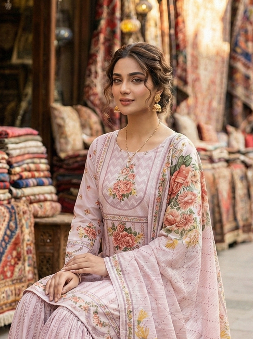silk Gharara in Lilac