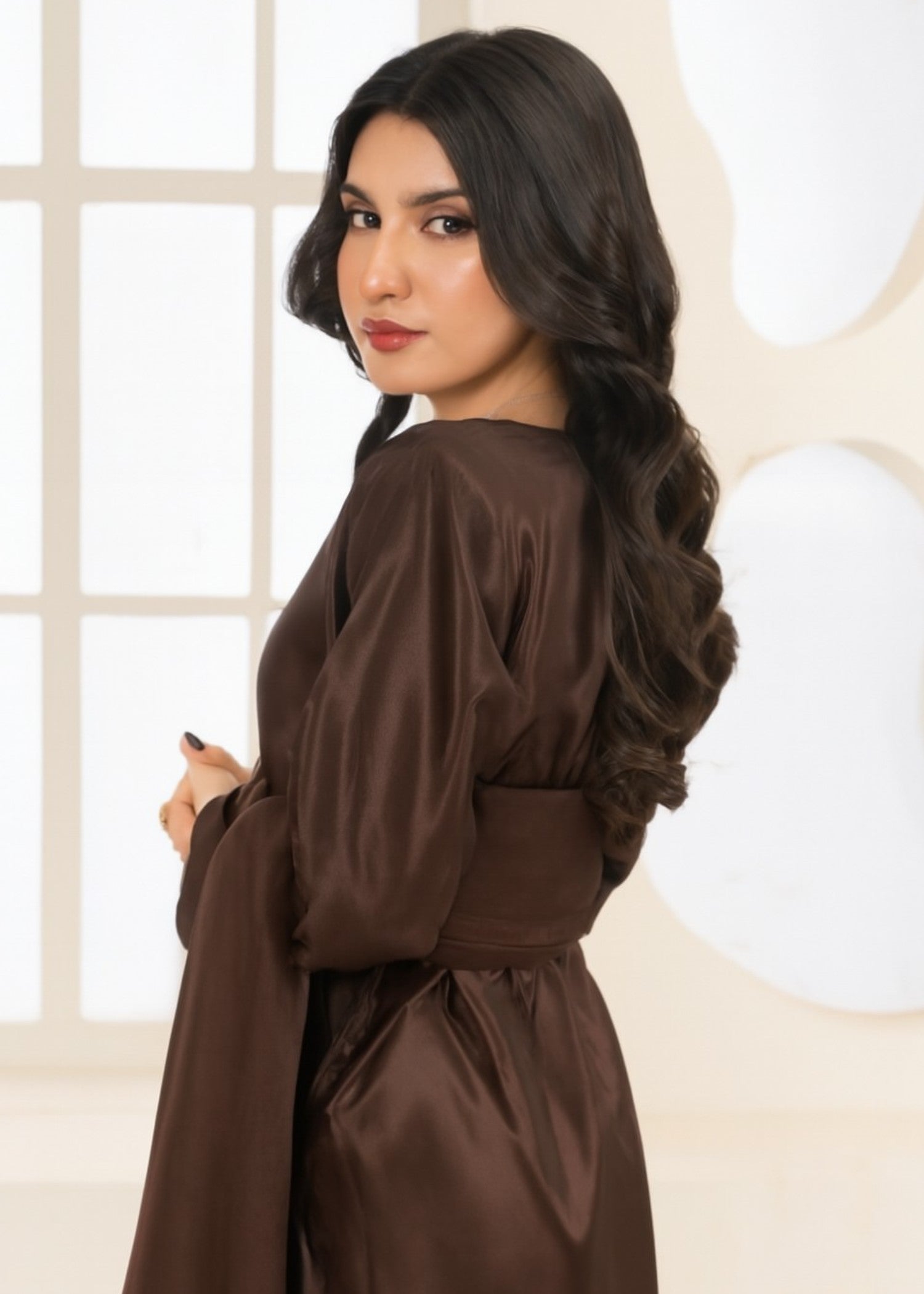 pk raw silk Kurta Set in Chocolate brown