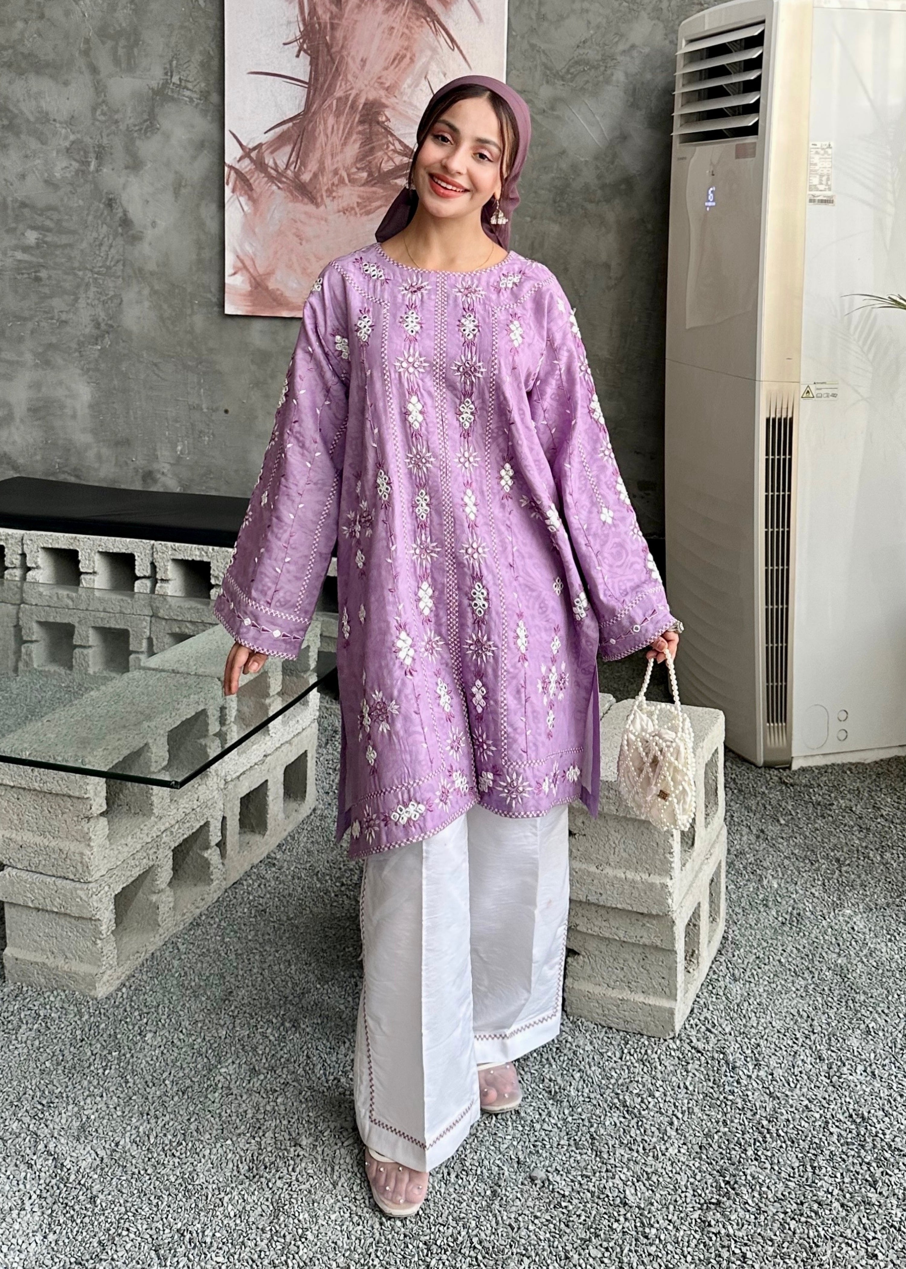 dobby crepe Kurta Set in Royal amethyst