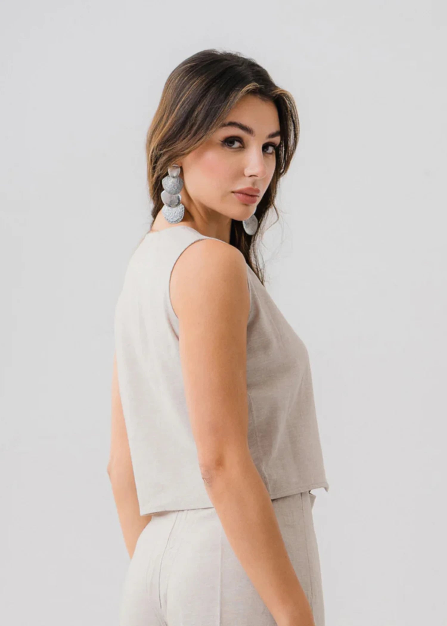 linen Top in Beige