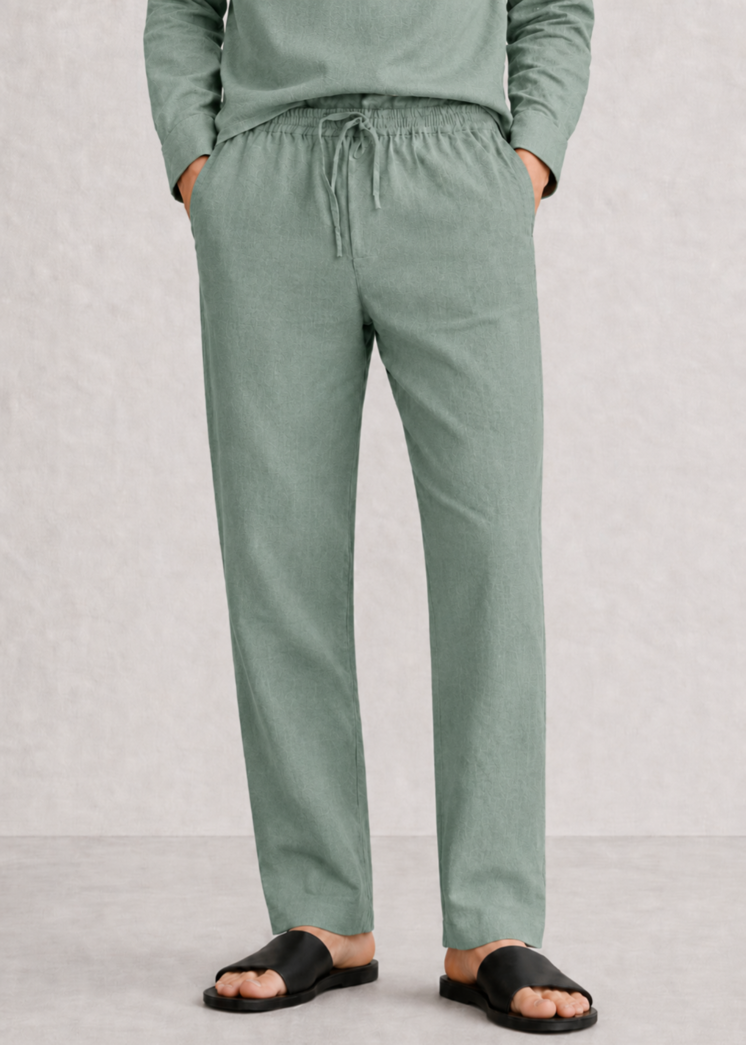 cotton linen Trousers in Pistachio green