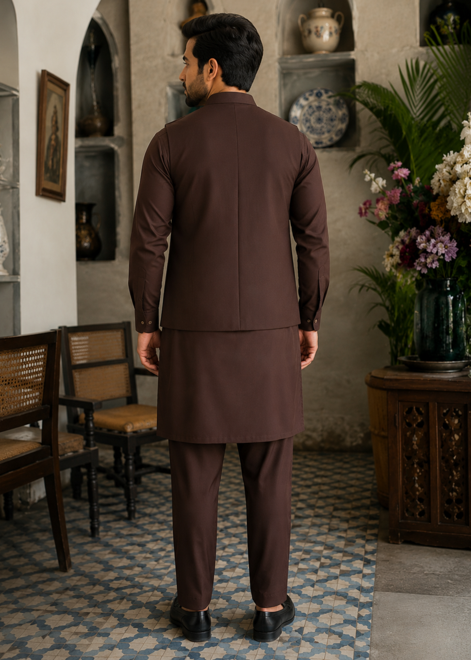 wash & wear Waistcoat in Maroon