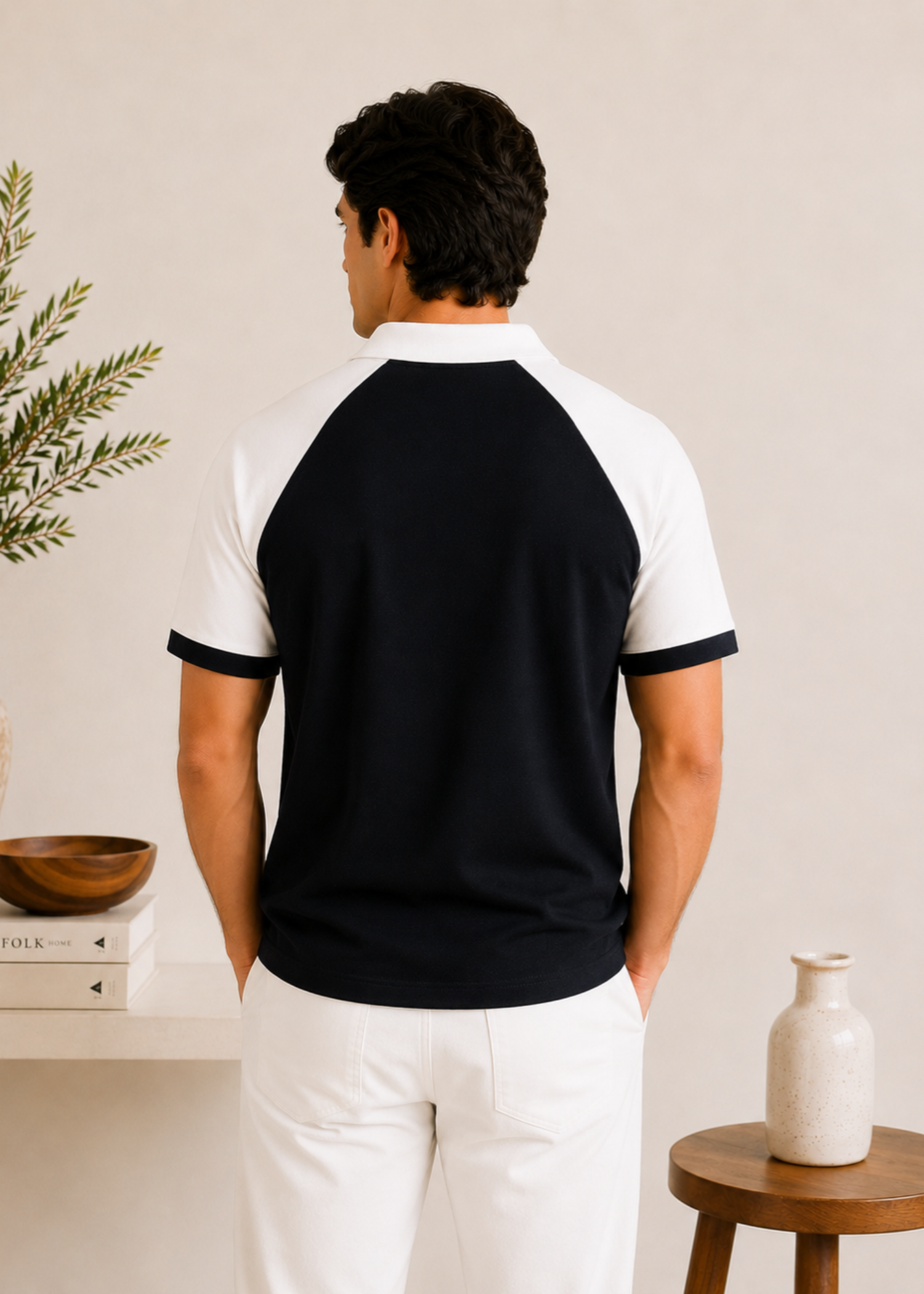 cotton pique Polo Shirt in Black, white