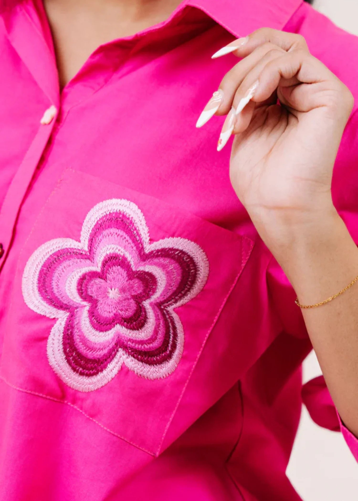 cambric Top in Hot pink