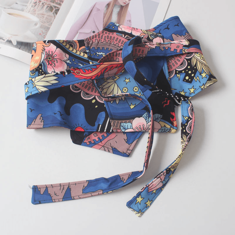 Painted Abstract Suit Material for Ladies with a Wide Waist Girdle