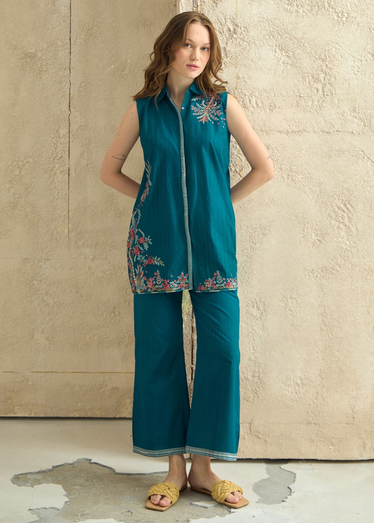 leno kara Co Ord Sets in Teal