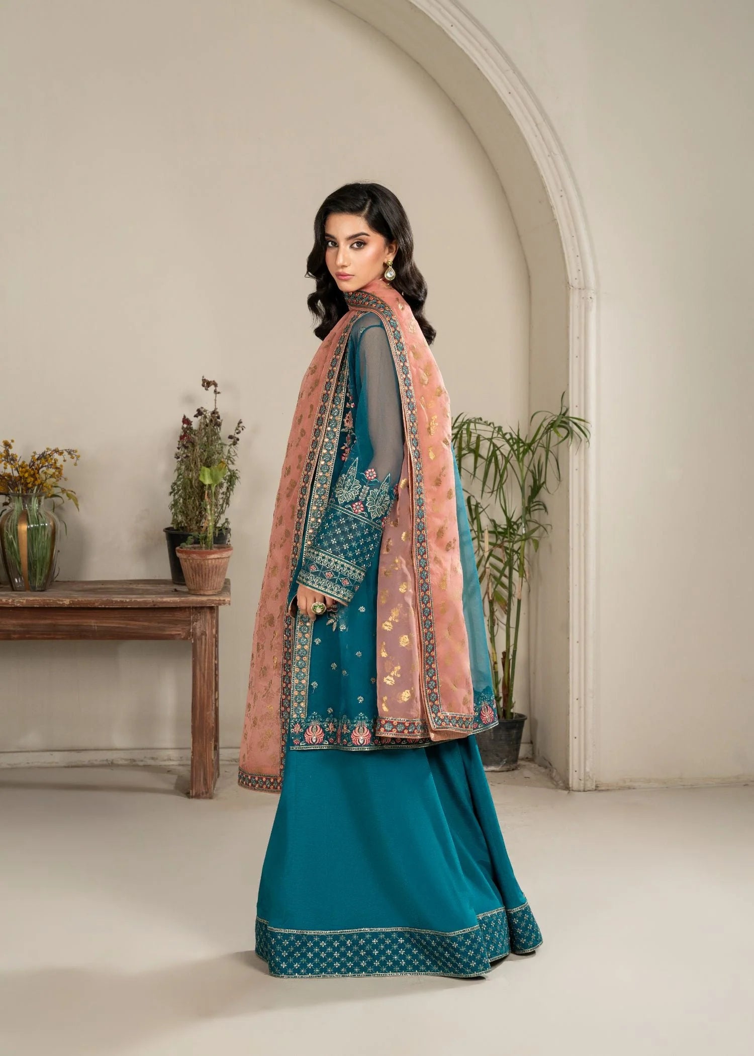 organza Sharara in Teal