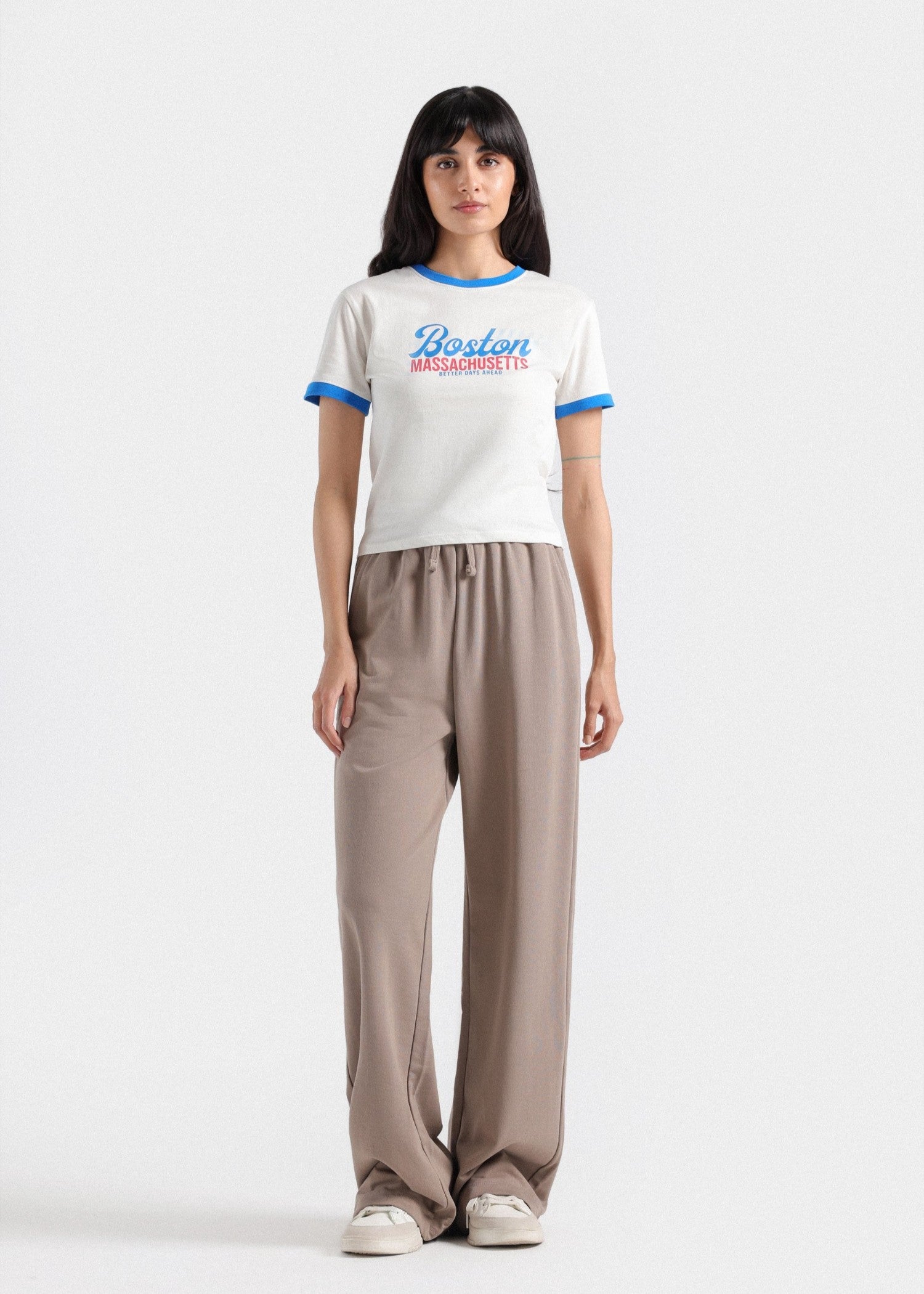 cotton T Shirt in Blue, white
