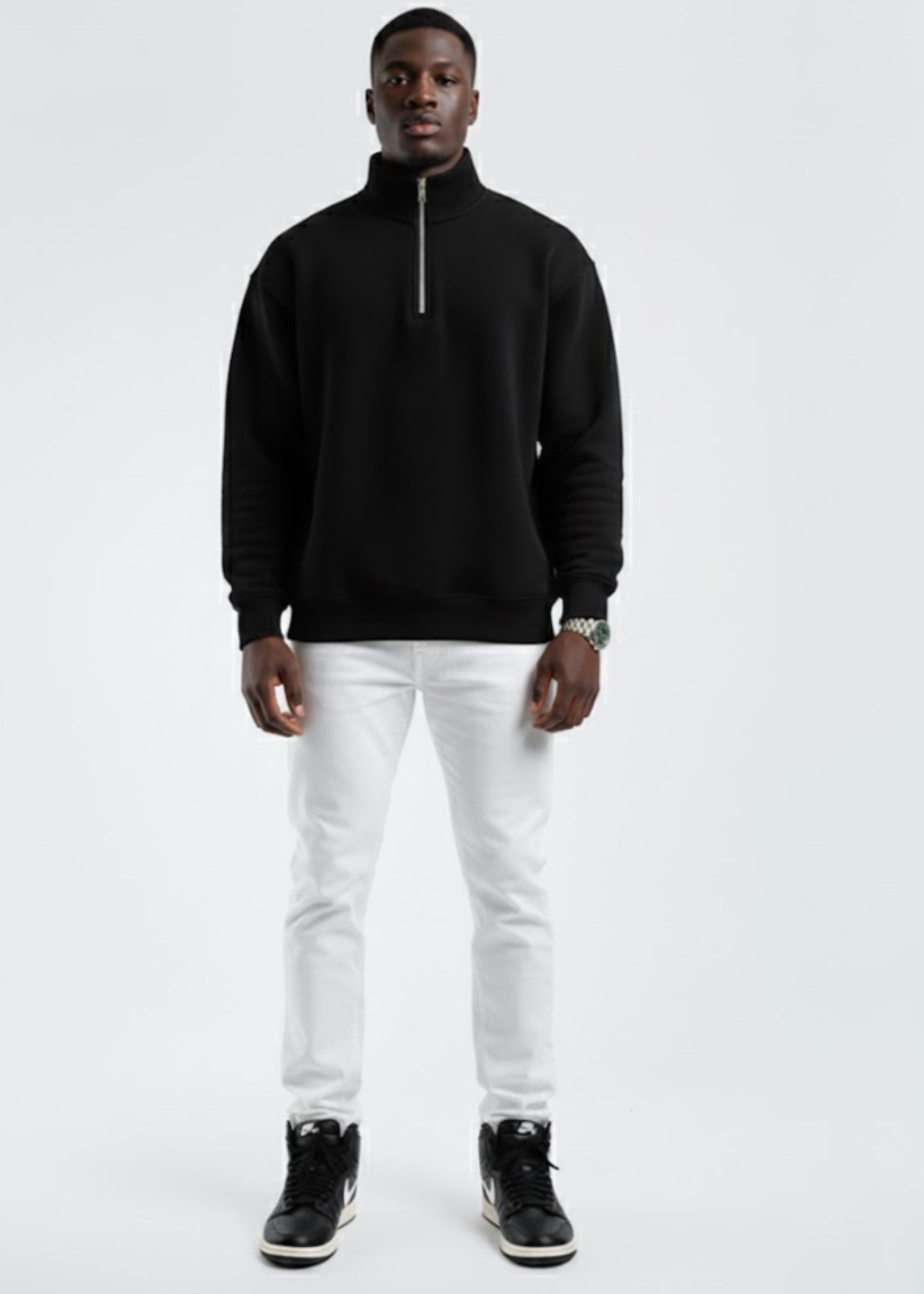 cotton linen Sweatshirt in Black