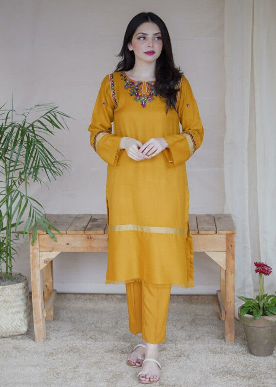pashmina Kurta Set in Mustard