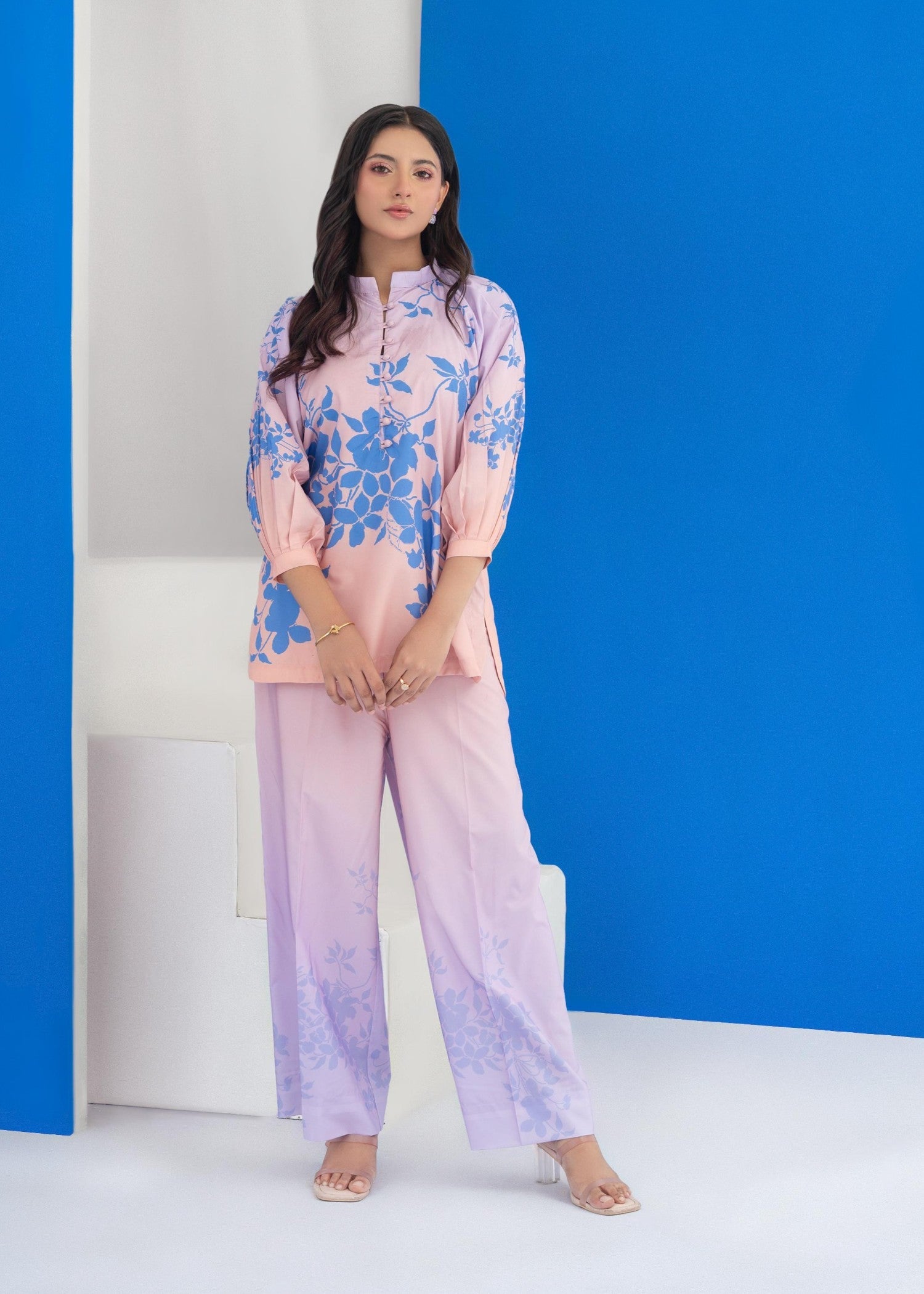 cambric Co ord Sets in Lilac, peach pink