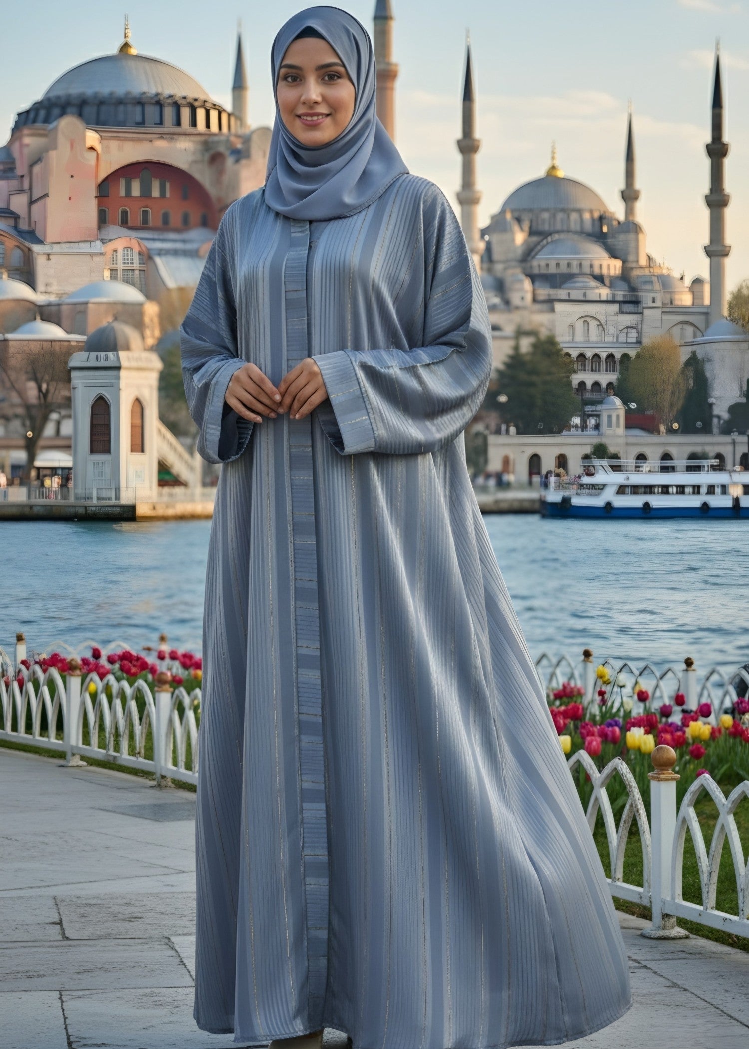 nidha Abaya in Duck egg grey