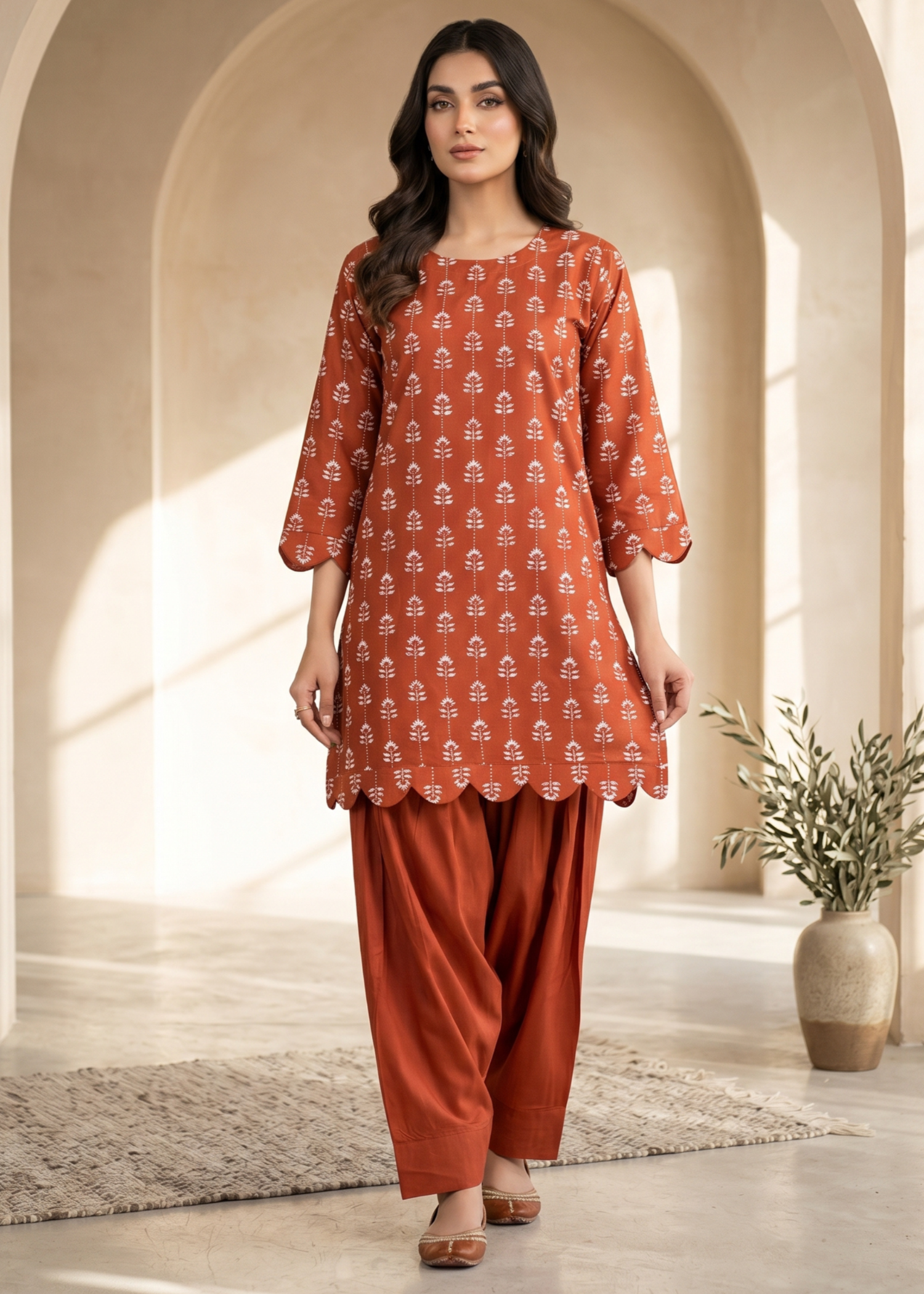 linen Co Ord Sets in Chili orange