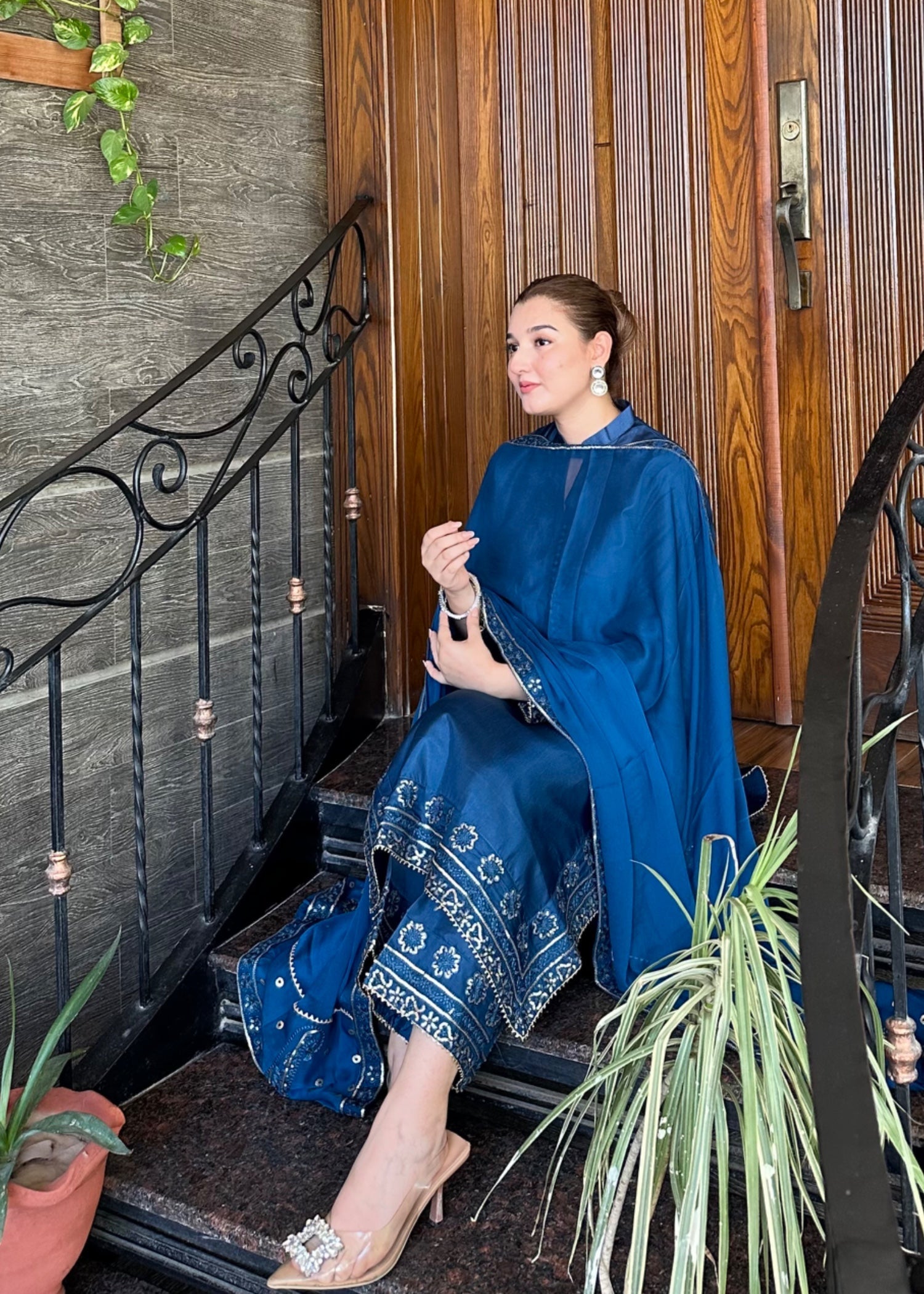 kattan silk Kurta Set in Cobalt blue
