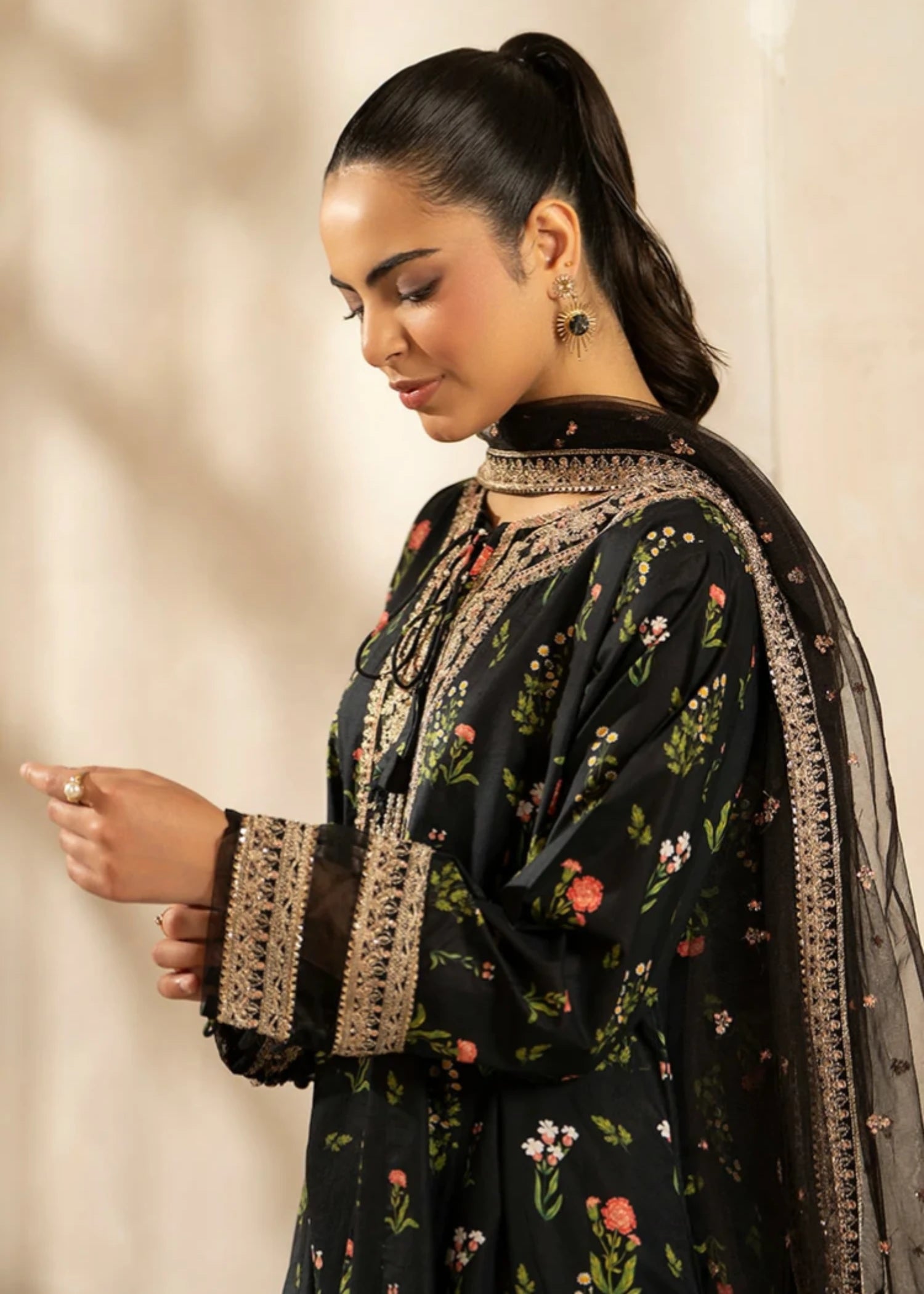 cambric Sharara in Black