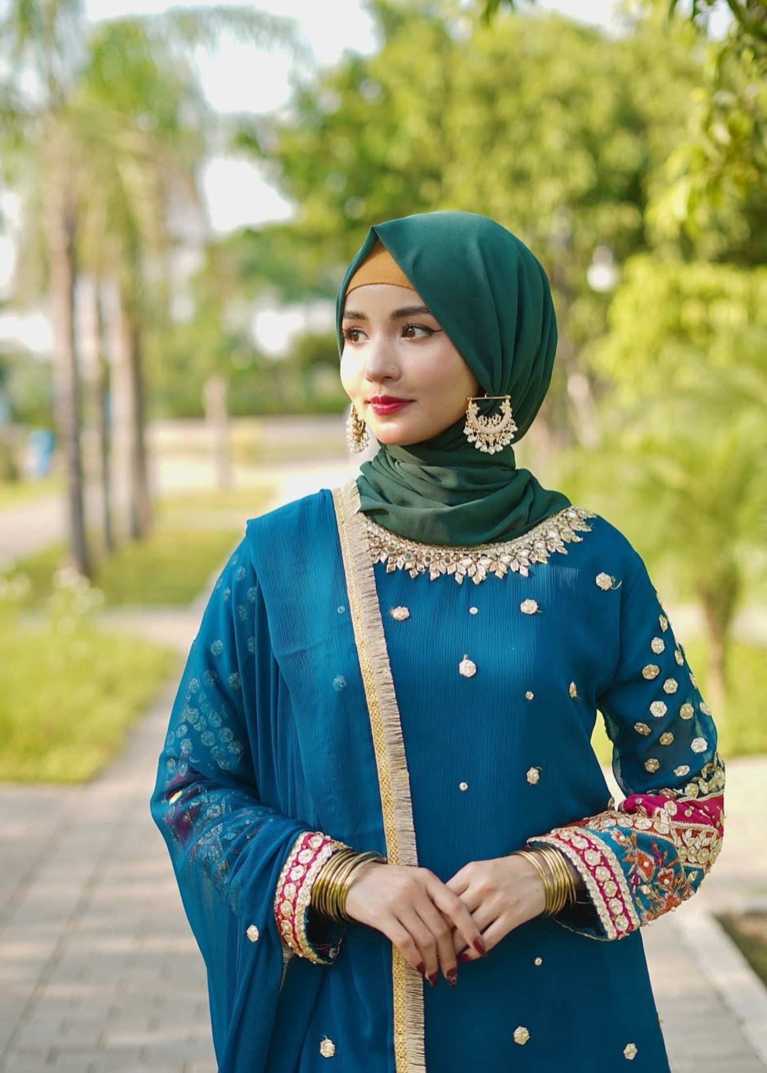 chiffon Sharara in Teal