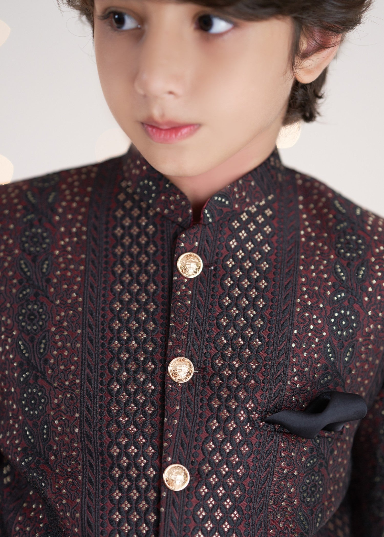 raw silk Prince Coat in Maroon