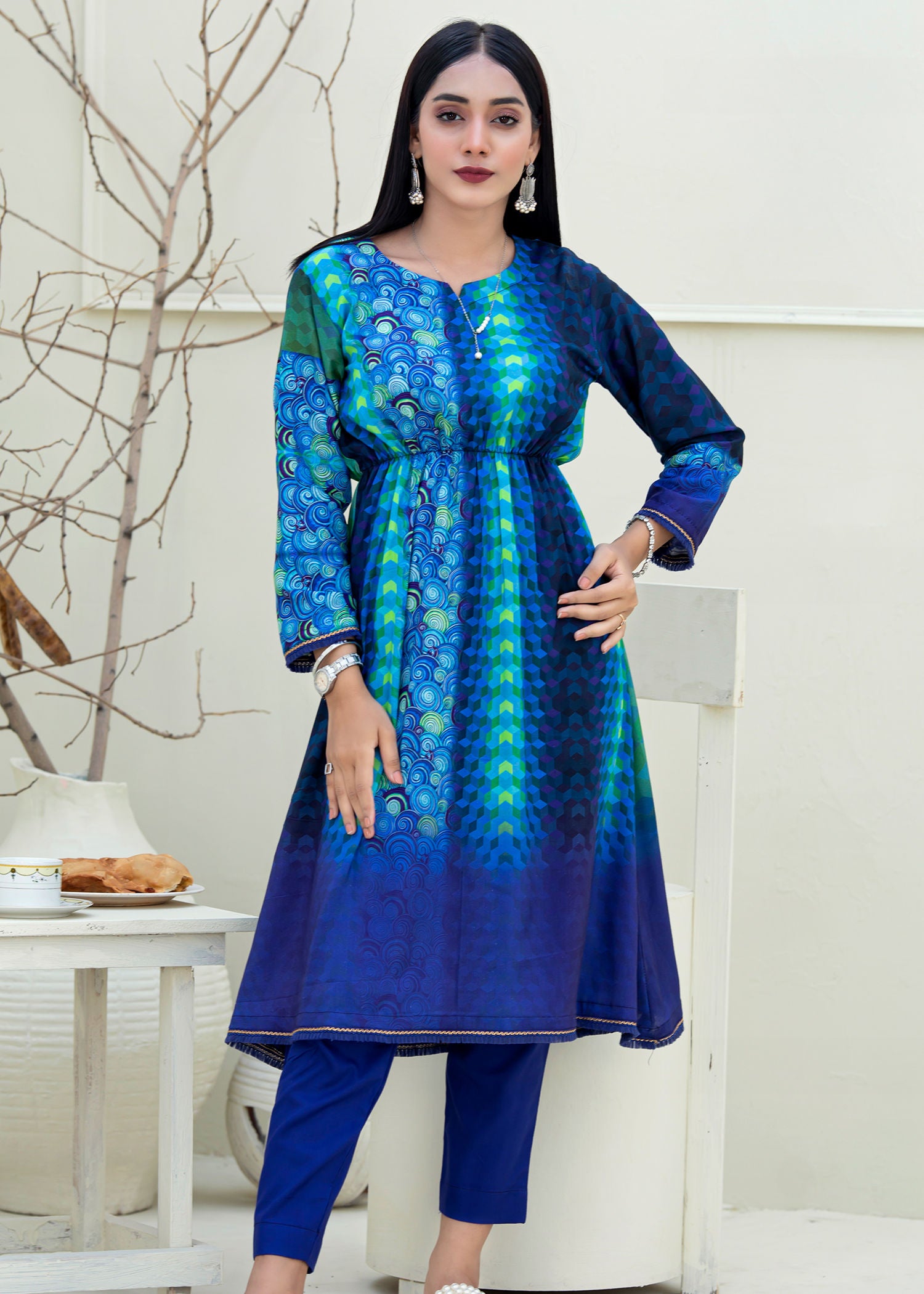 linen Unstitched in Blue