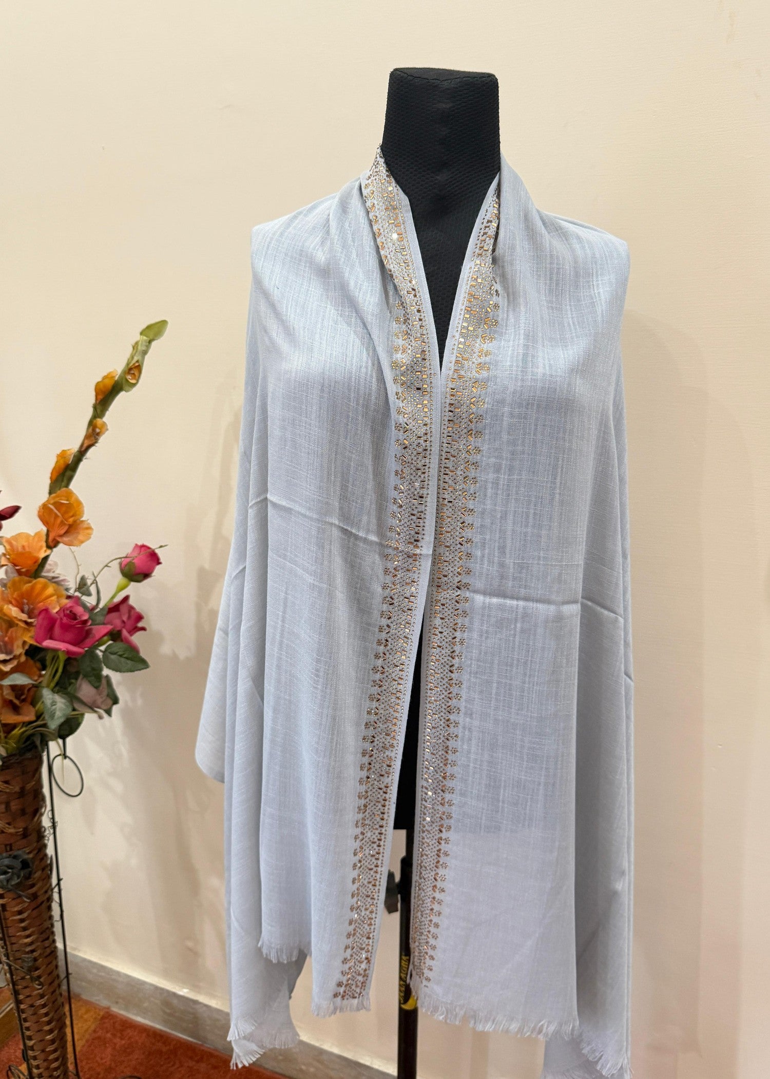 slub lawn Hijab in Light grey